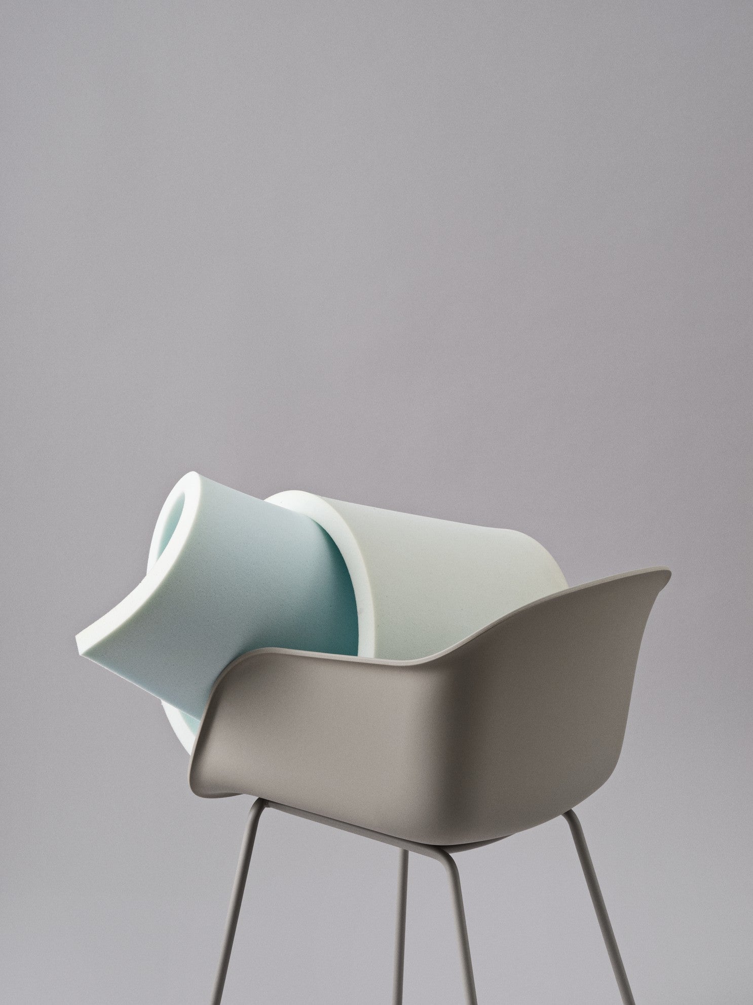 FIBER Armchair in Gray with Steel Rocking Base