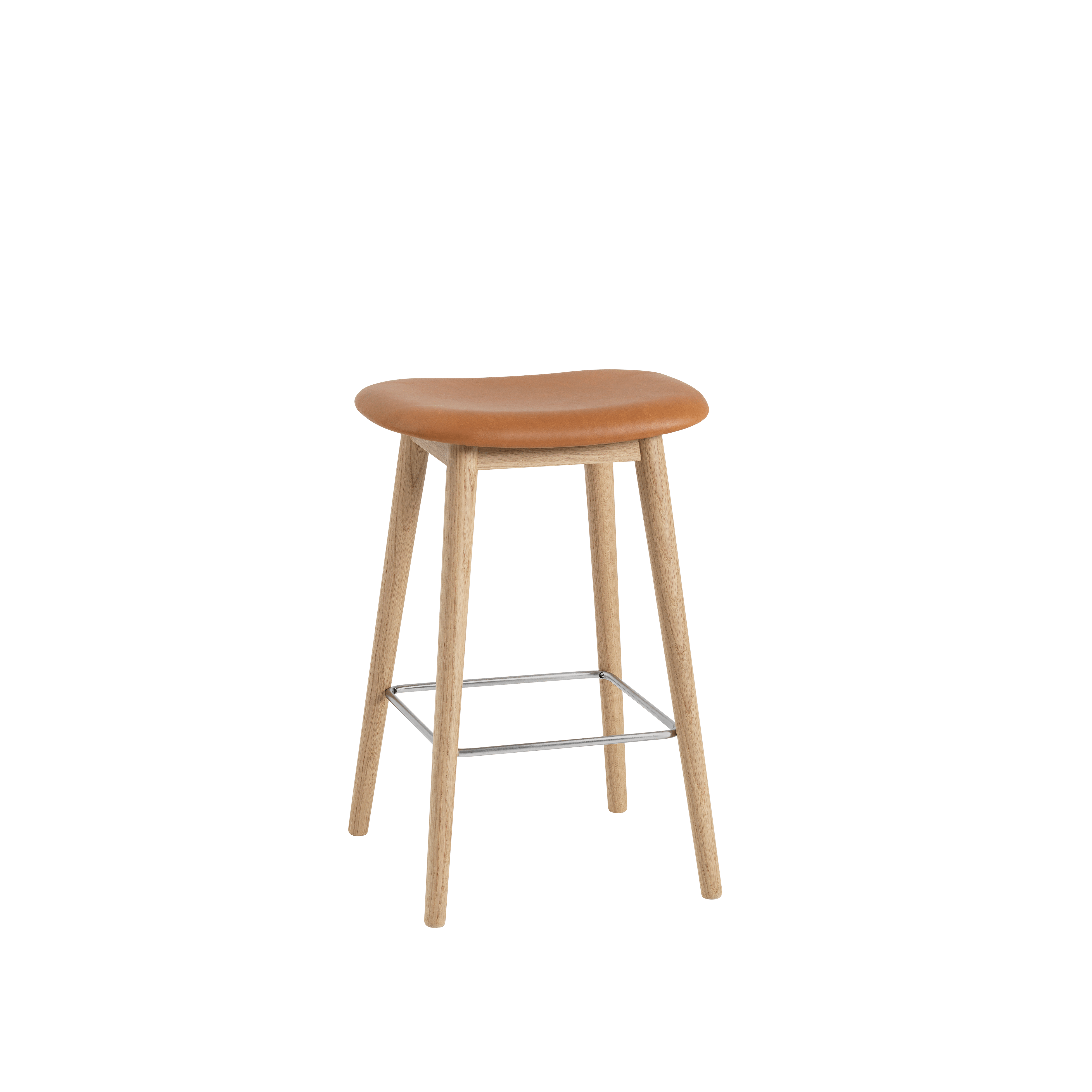 Personalisierter FIBER Hocker mit gepolstertem Sitz und Holzgestell