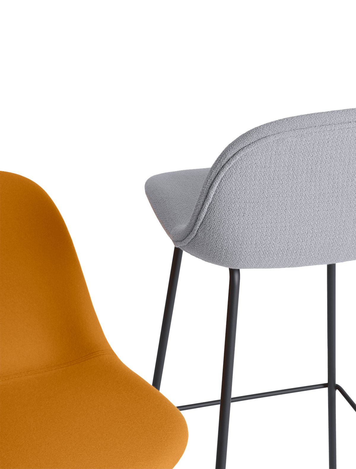 Personalisierbarer Barstuhl FIBER mit gepolsterter Sitzfläche und Stahlbasis
