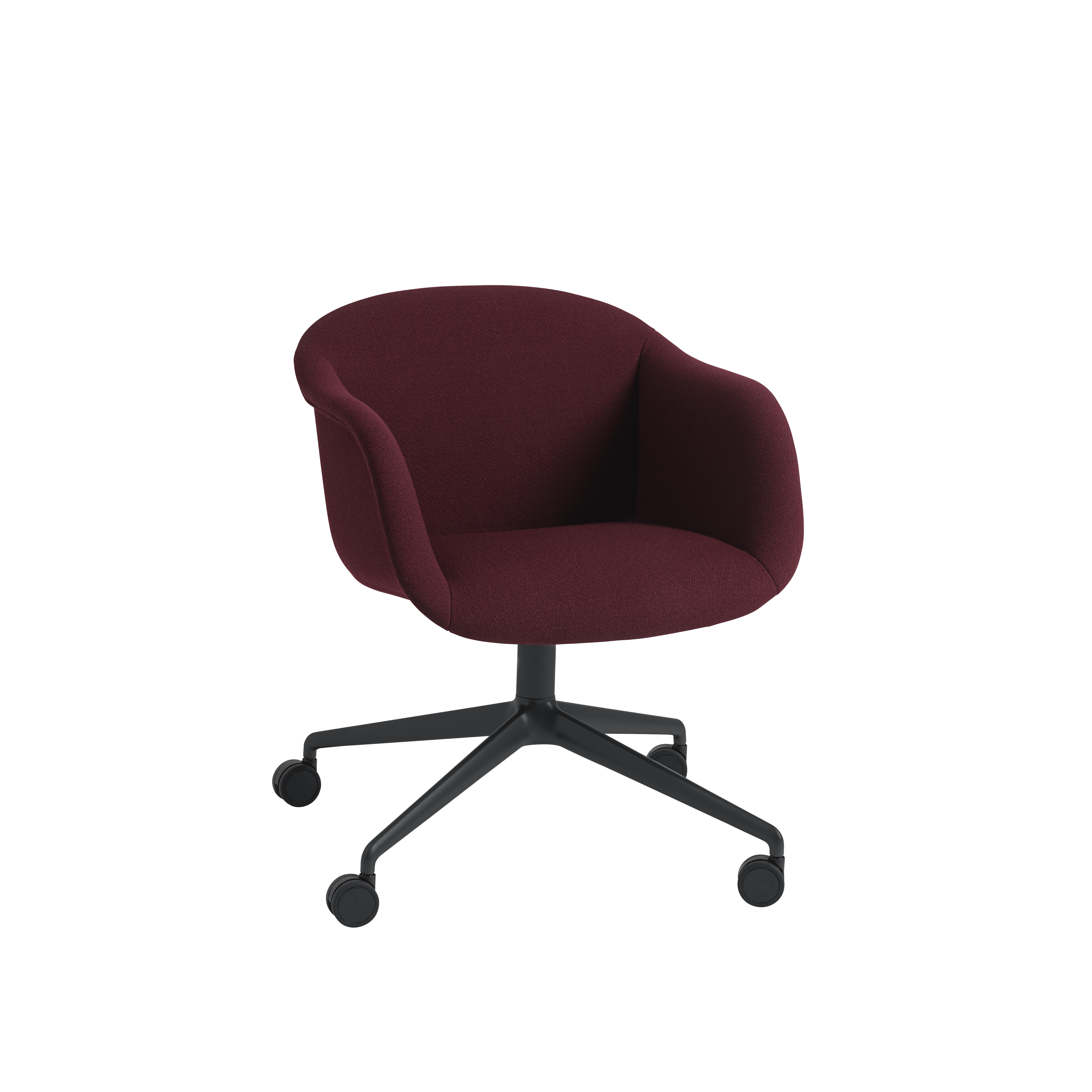FIBER SOFT swivel chair with armrests, customizable with a wheeled base