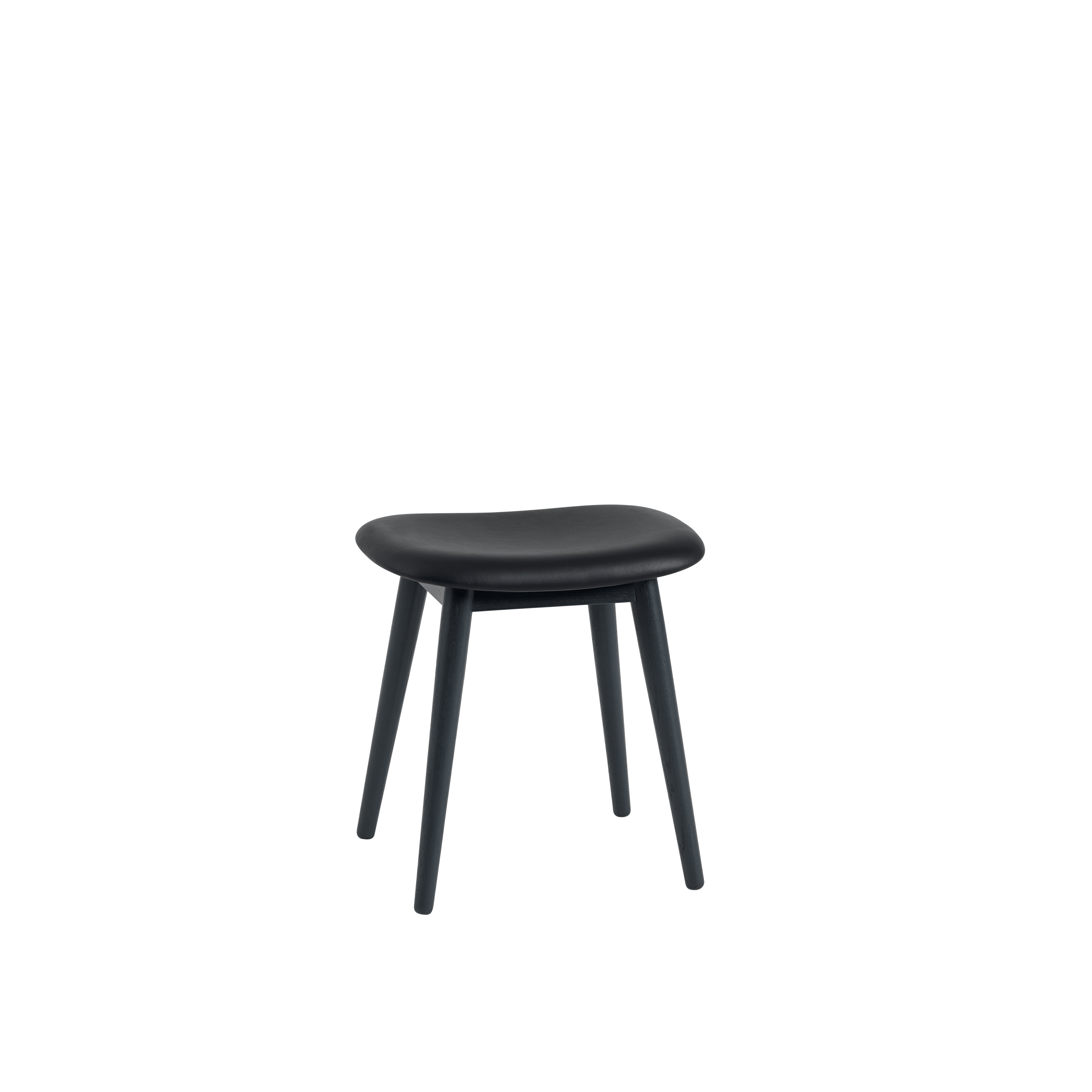 Personalisierbarer FIBER Hocker mit gepolsterter Sitzfläche und Holzgestell