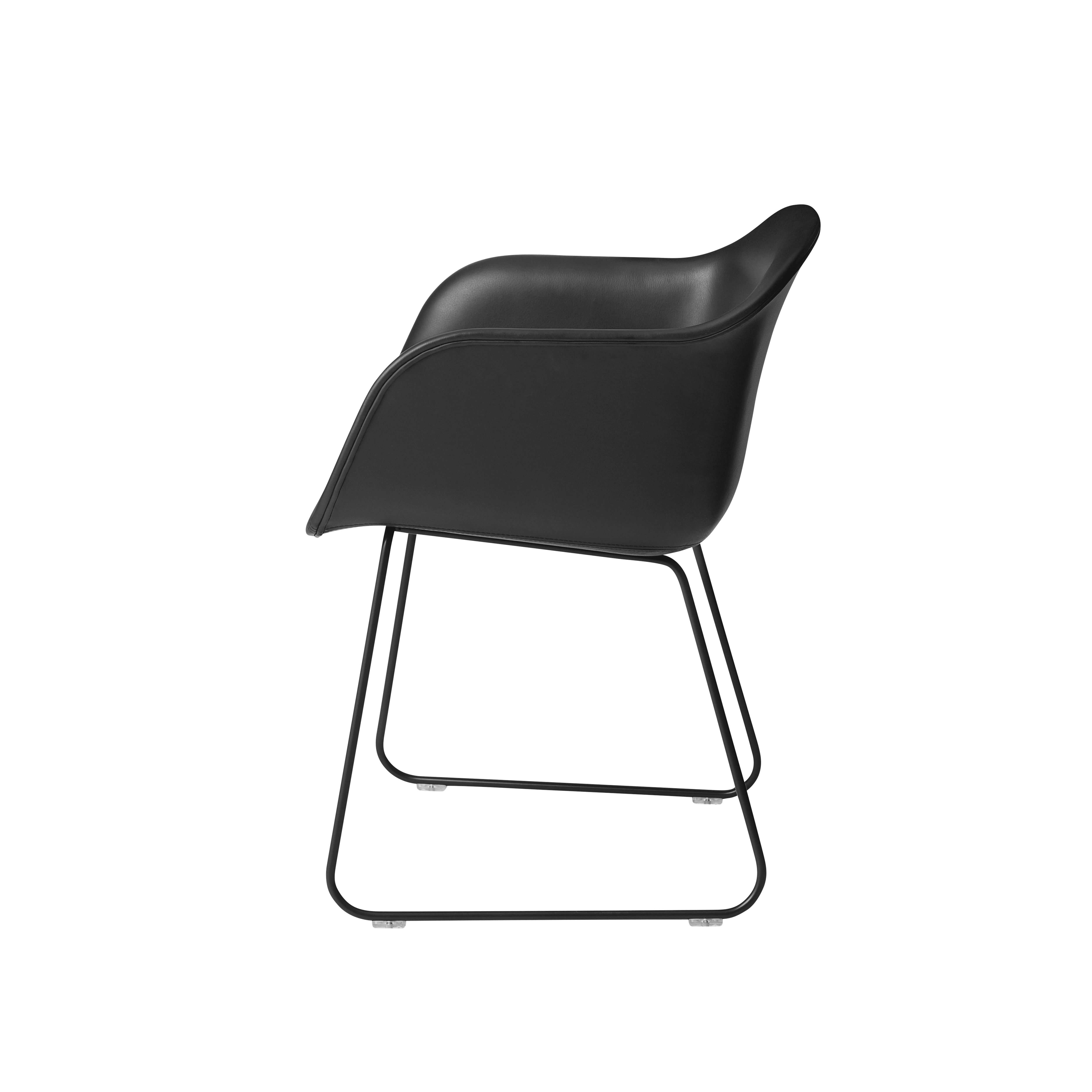 FIBER Armchair in Black with Skid Base