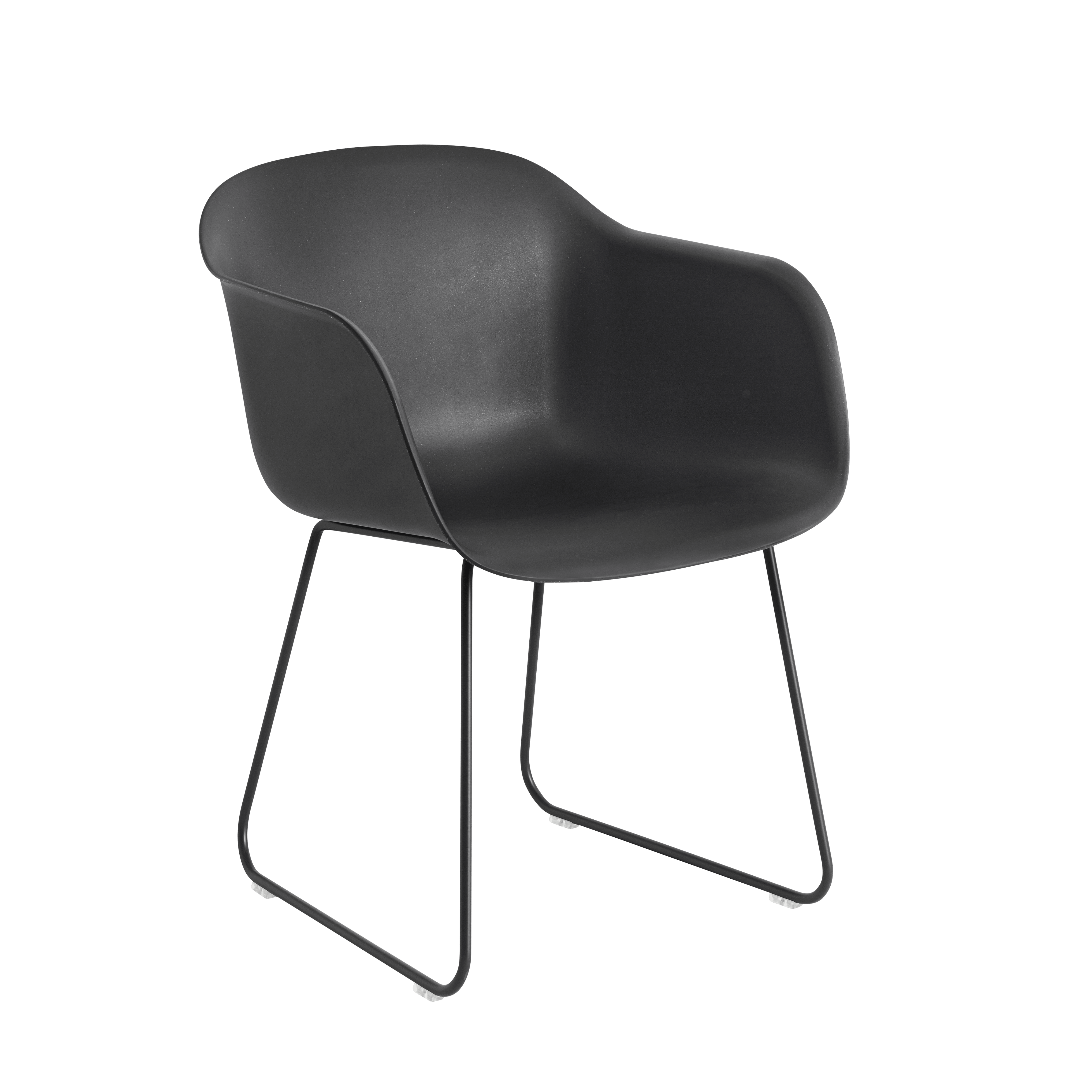FIBER Armchair in Black with Skid Base
