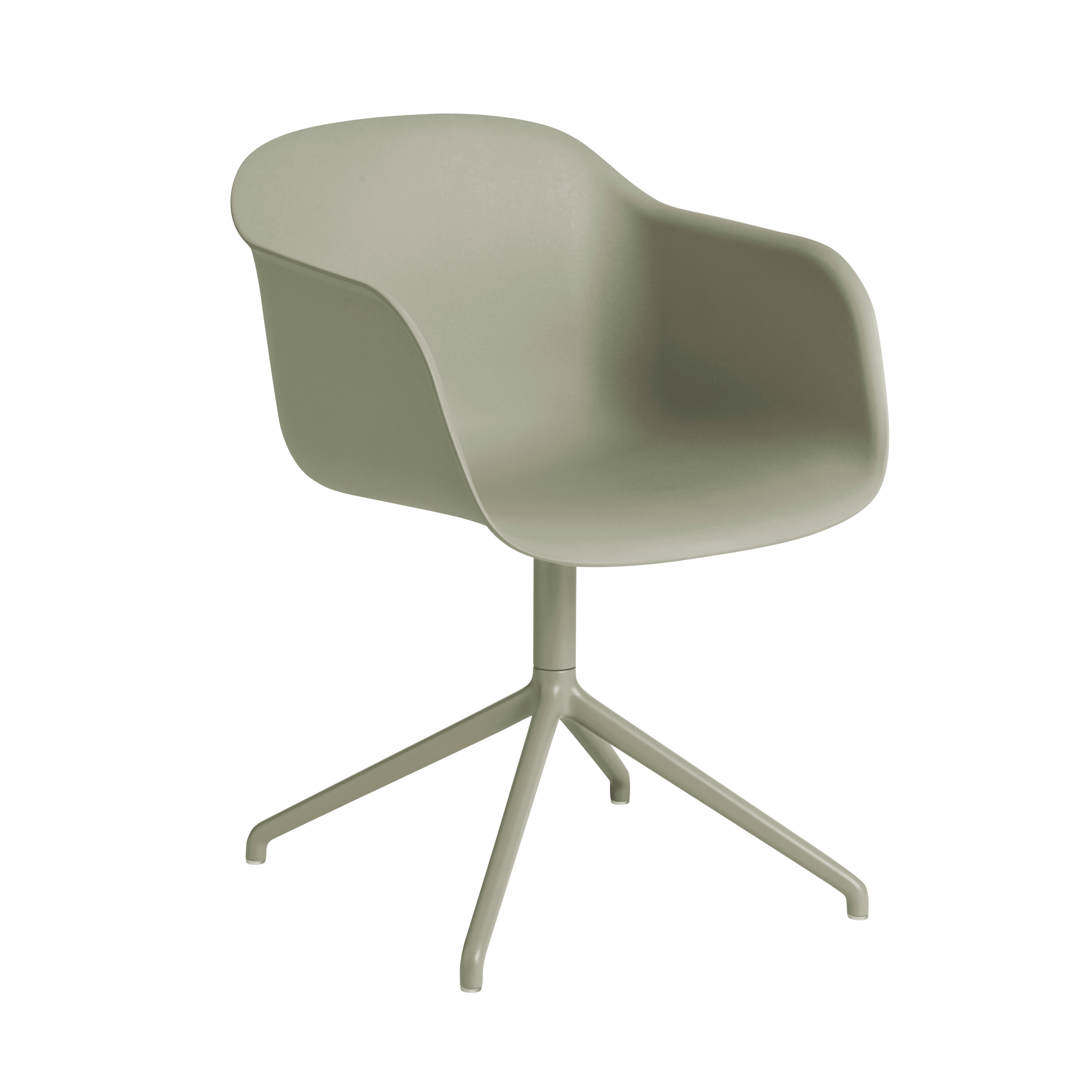 FIBER Swivel Chair with Armrests in Dirty Green