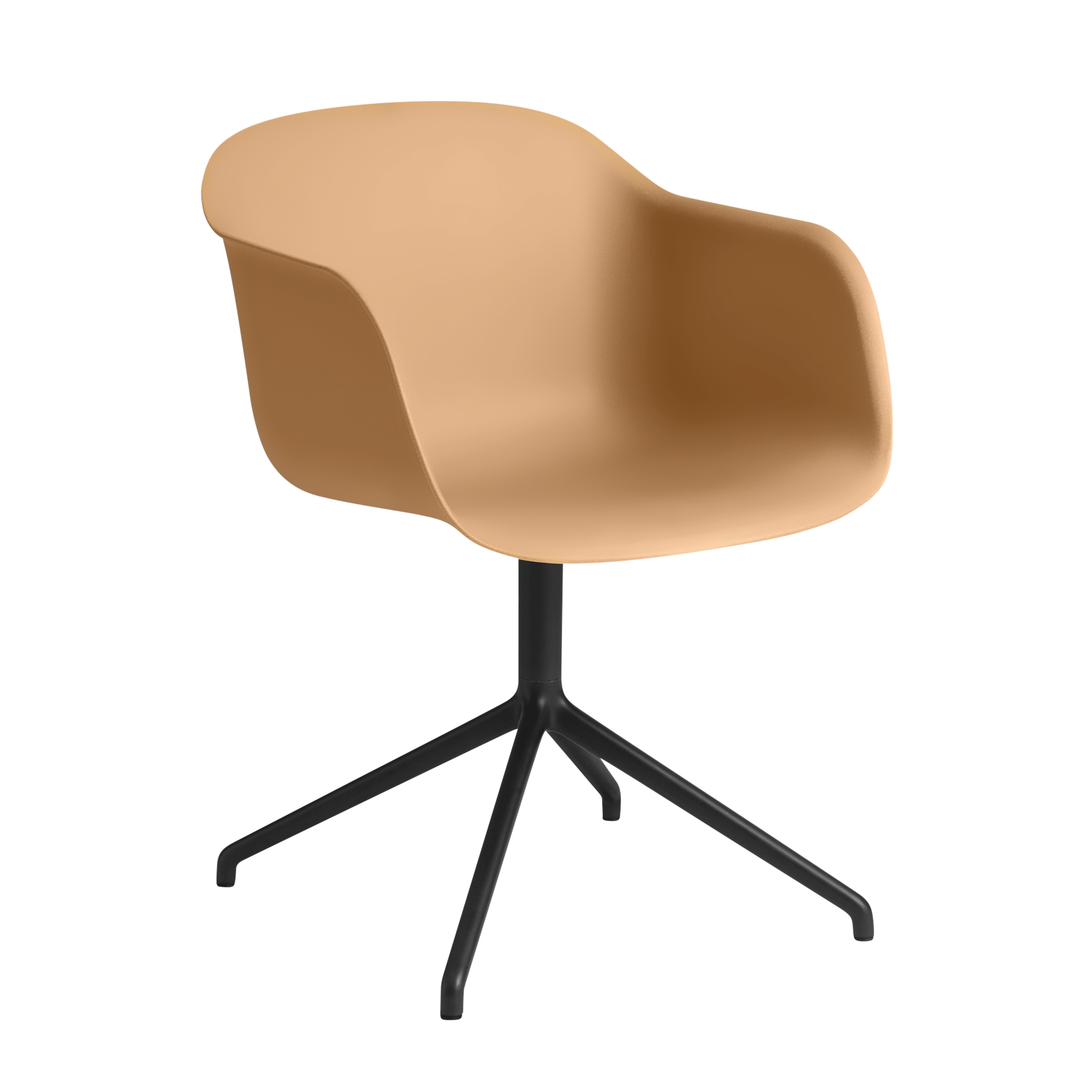 FIBER Swivel Chair with Armrests in Ochre