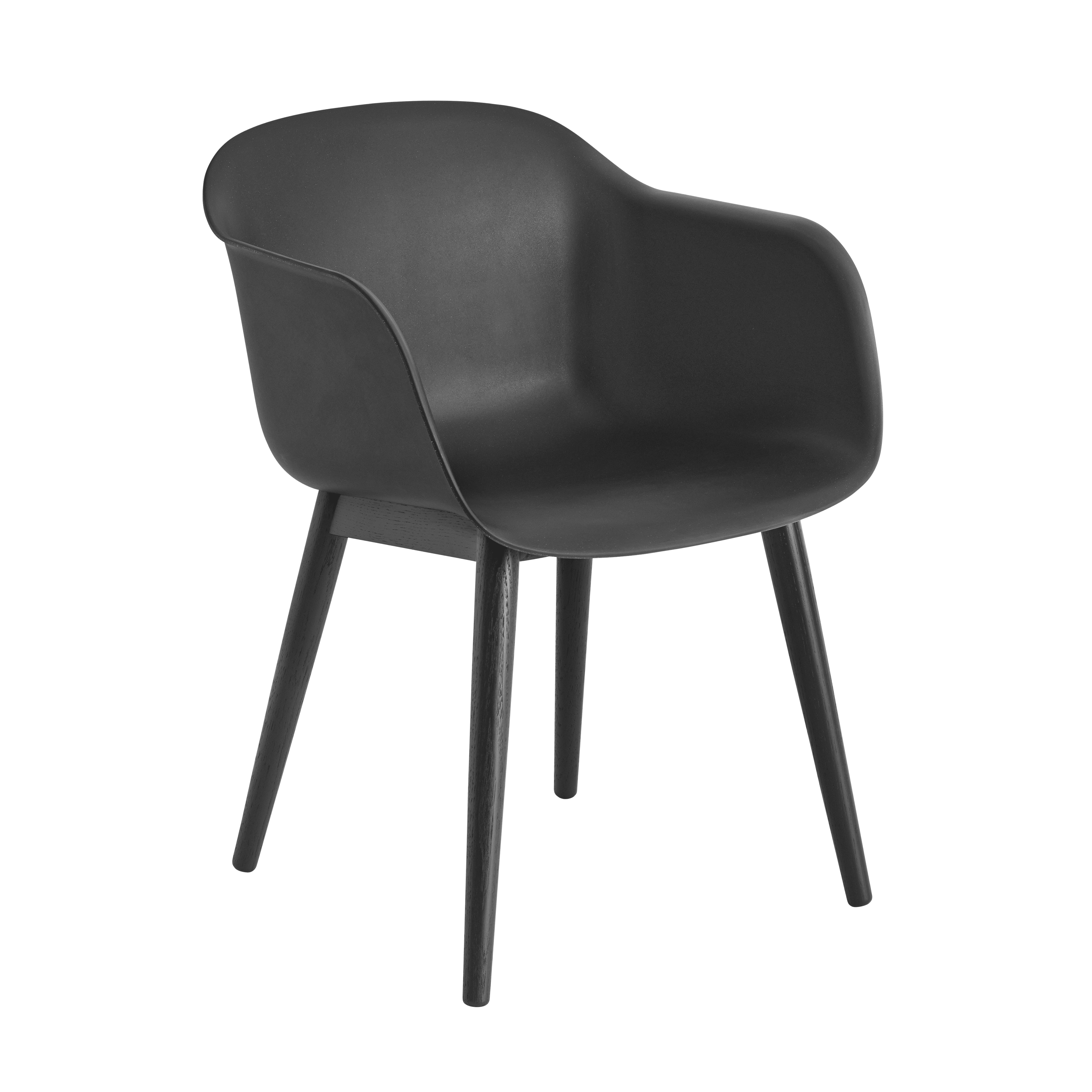FIBER Armchair in Black with Wooden Base