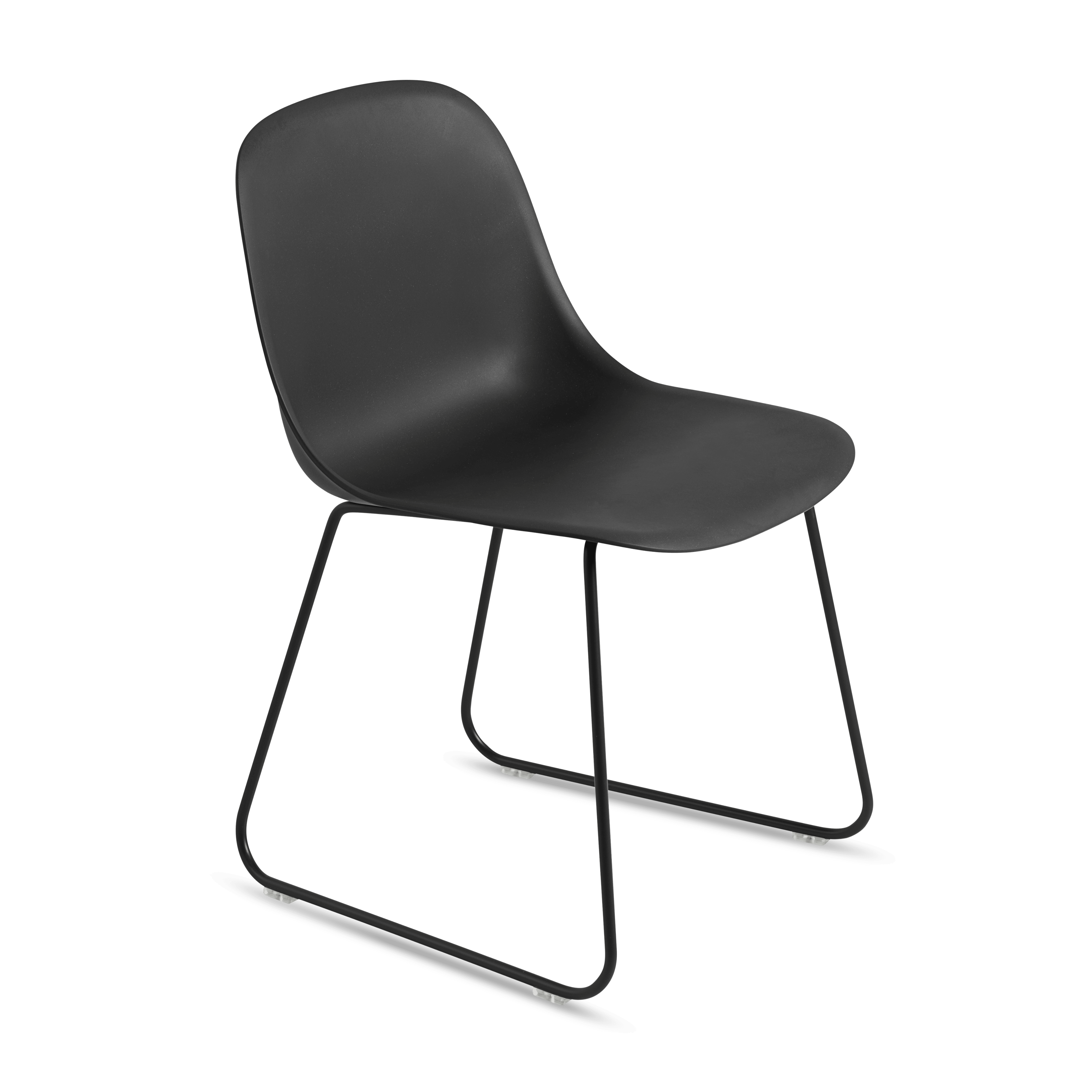 FIBER Chair in Black with Steel Sled Base