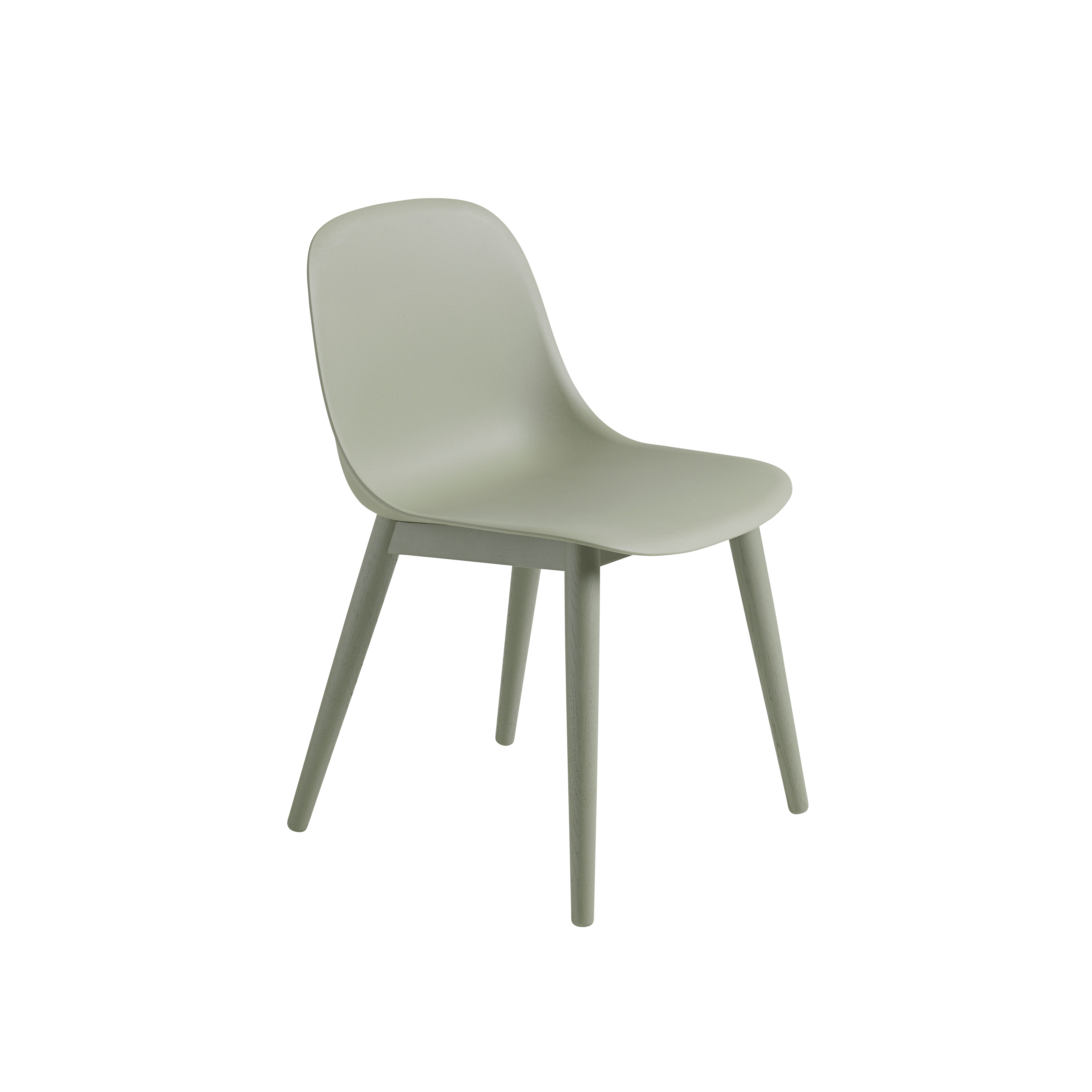 FIBER Chair in Dirty Green with Wooden Base