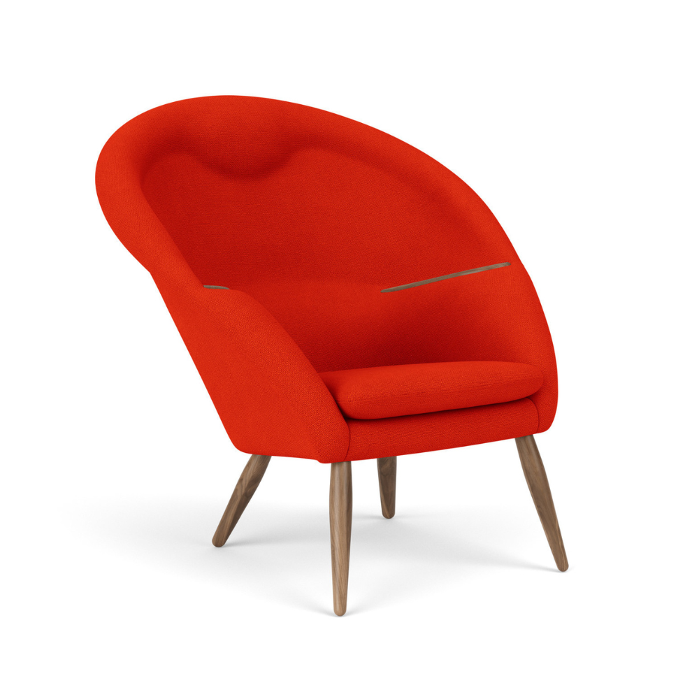 Sessel ODA rot mit Nussbaumfuß