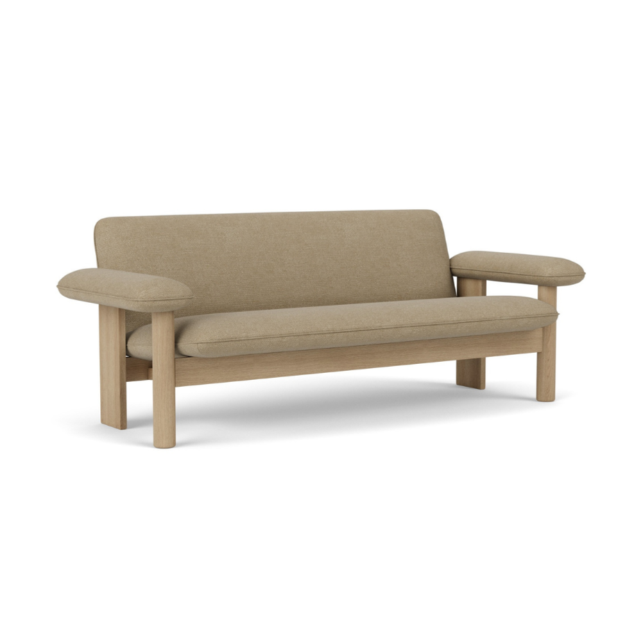 Sofa BRASILIA beige mit Eichenbasis