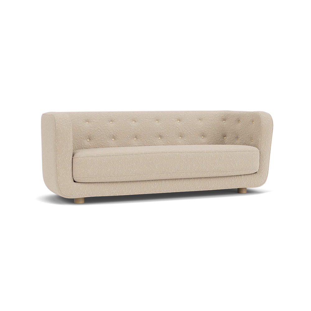Sofa VILHELM beige mit Eichenbasis