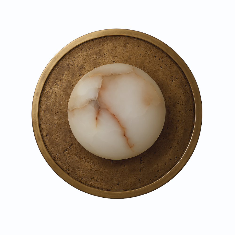 Plafon alabaster FULL MOON gebürstetes Messing