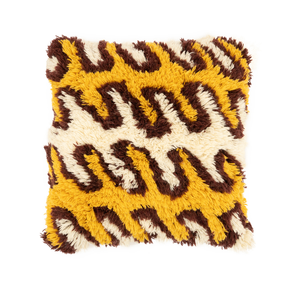 RAY Pillow Yellow with Beige and Brown