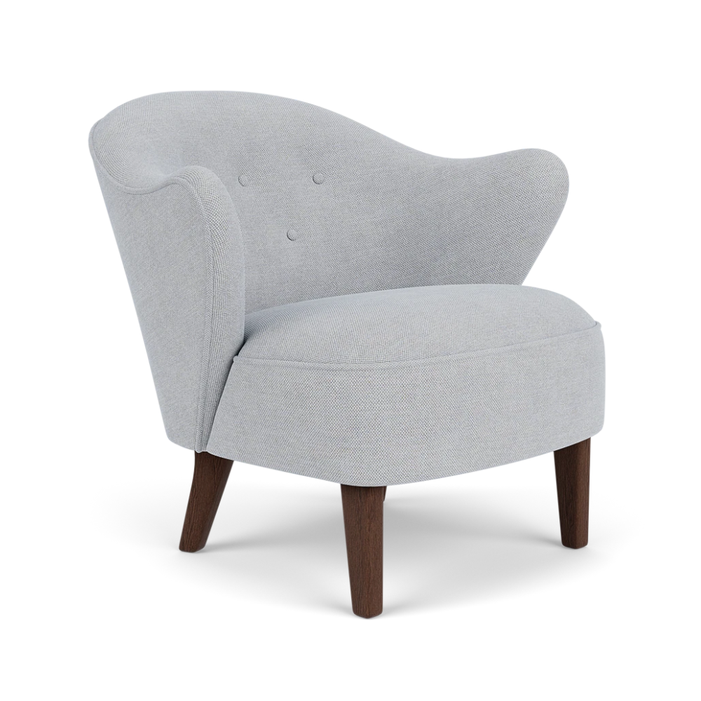 Sessel INGEBORG hellgrau mit dunkler Eichenbasis