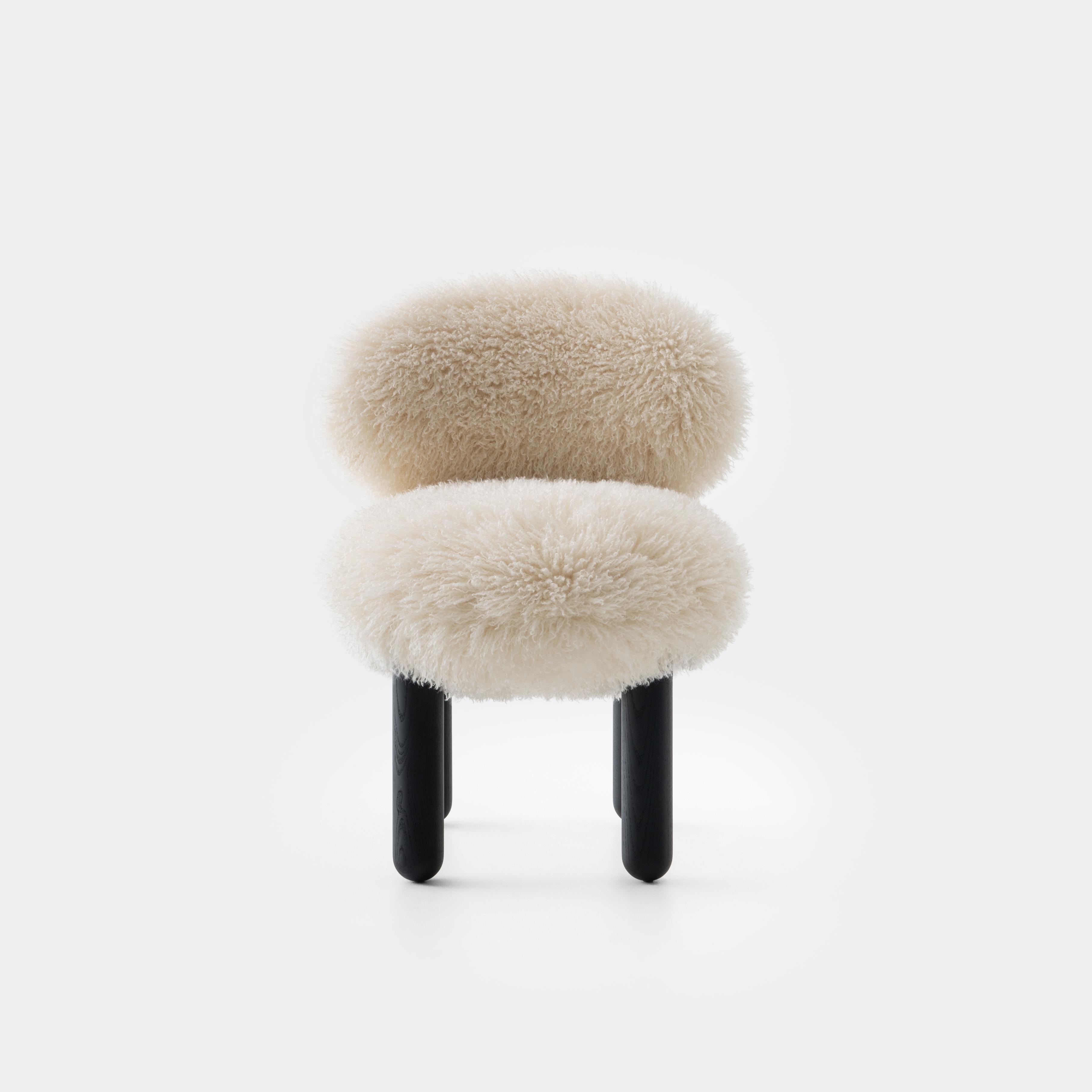 Krzesło FLOCK CS2 - FLUFFY EDITION sztuczne futerko – drewno