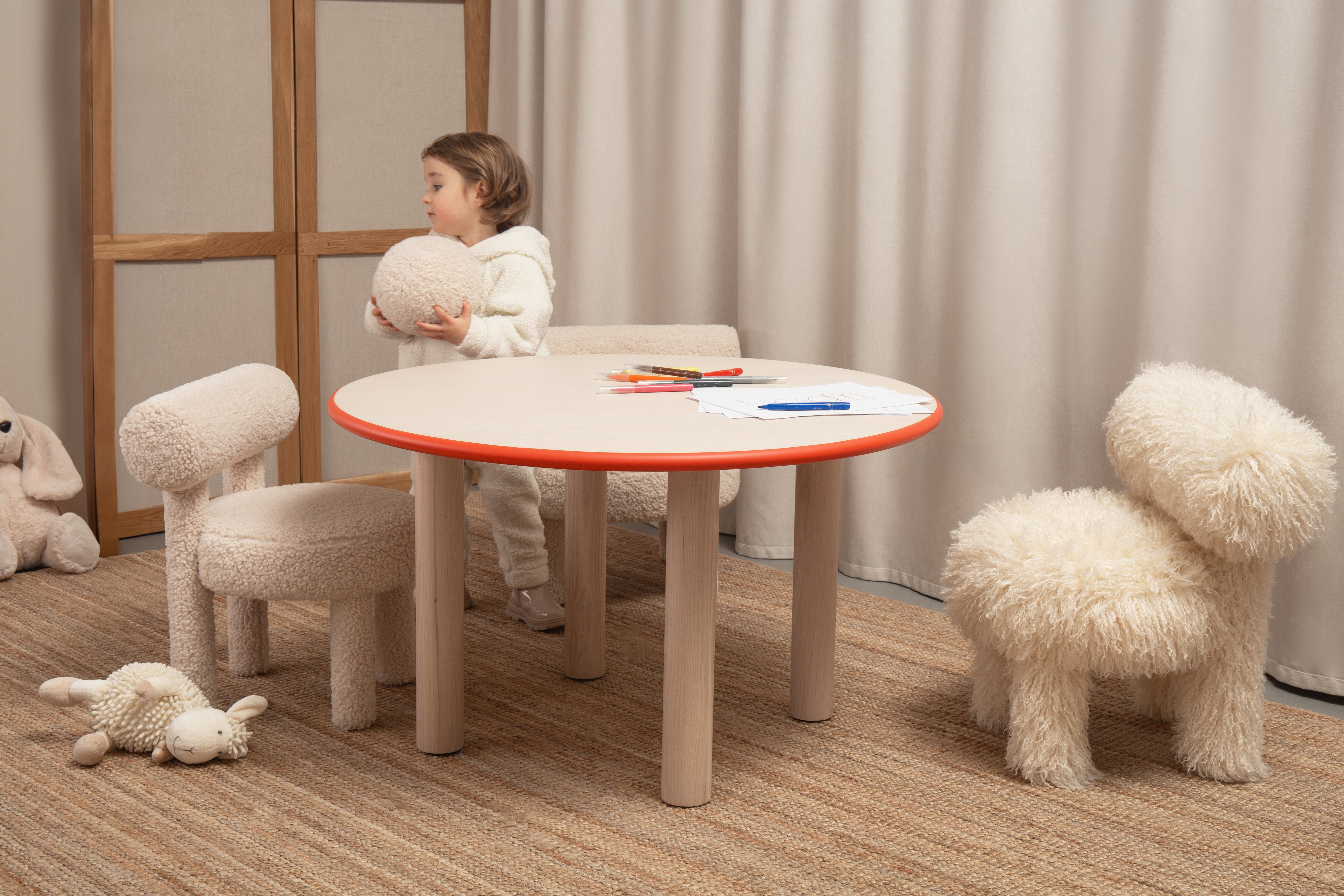 Round Children's Table BABY PAUL Natural Ash Wood