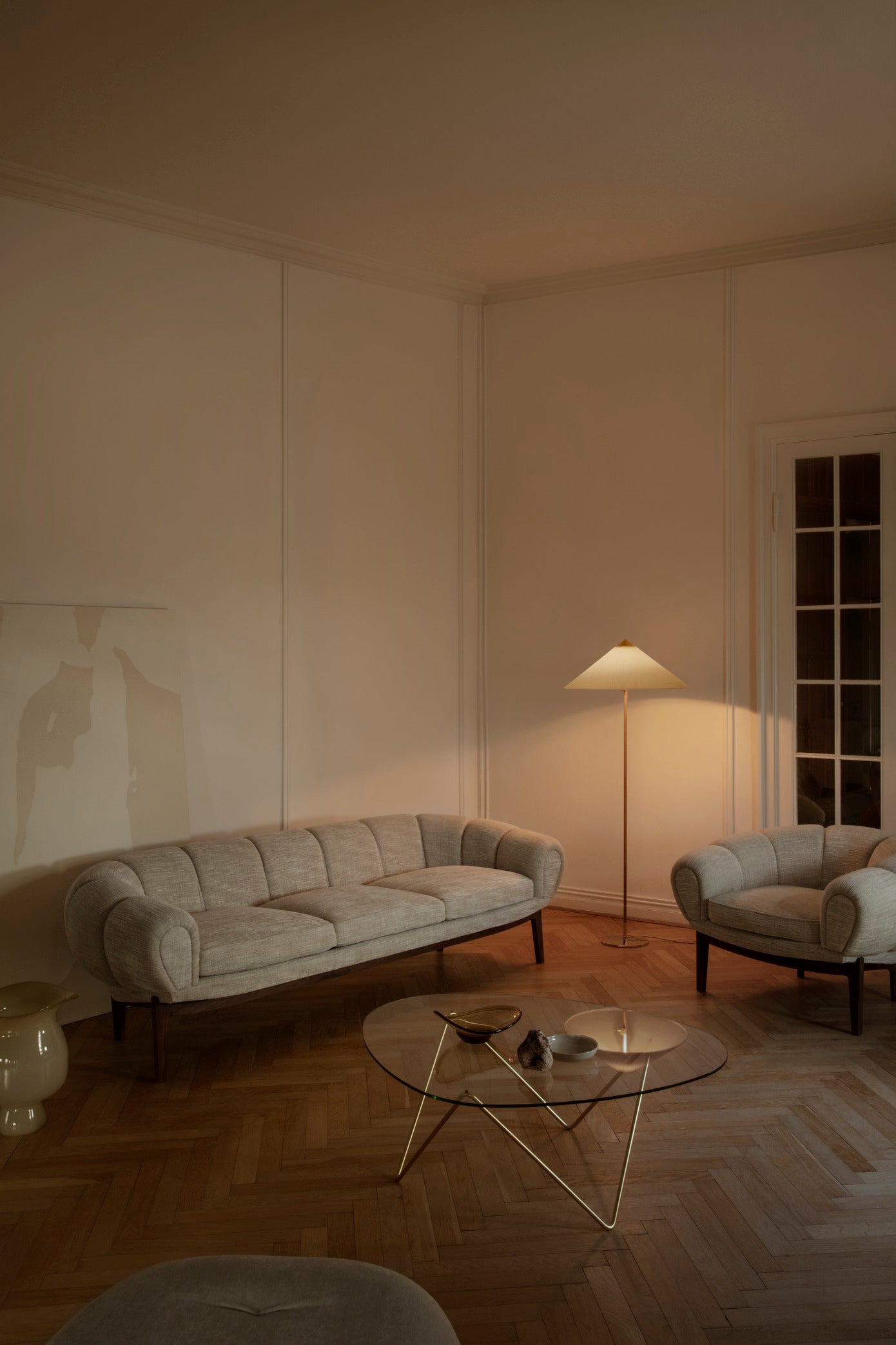 Couchtisch PEDRERA Glas mit messingfarbenem Gestell