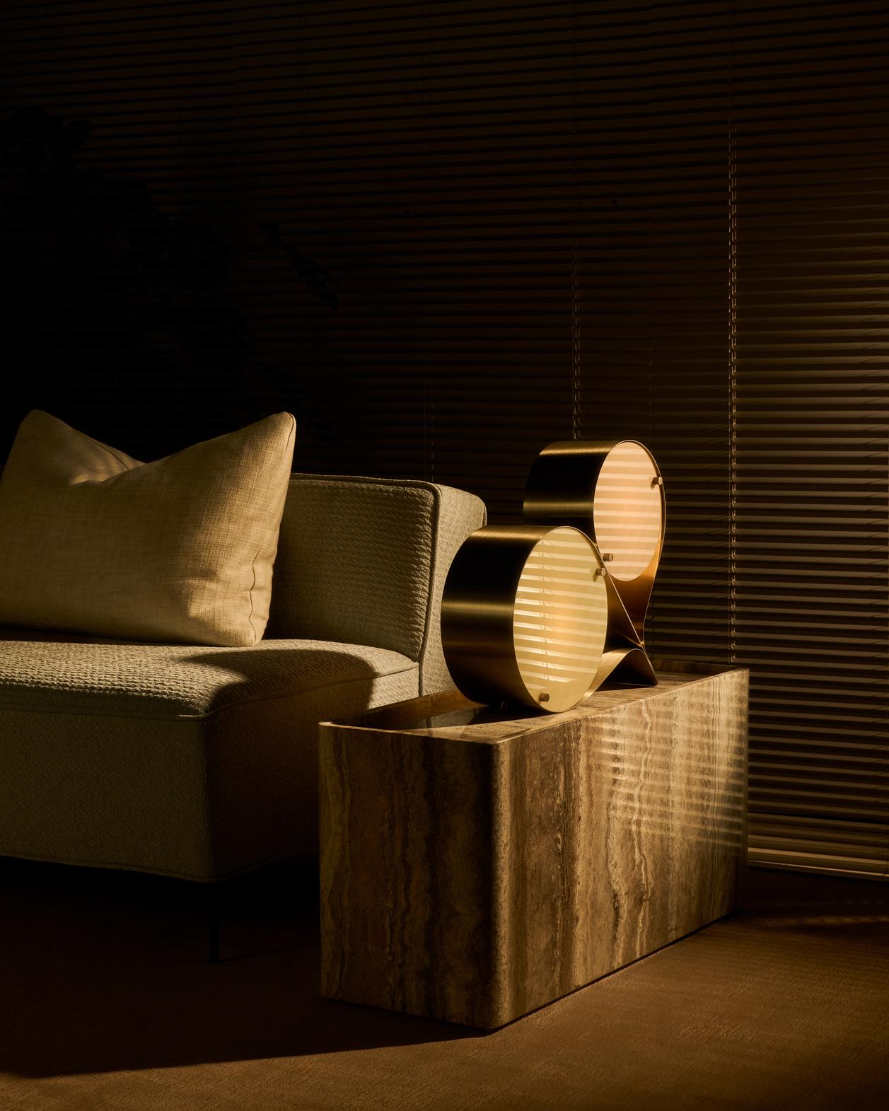 COPPIA Tischlampe Creme mit Rosa