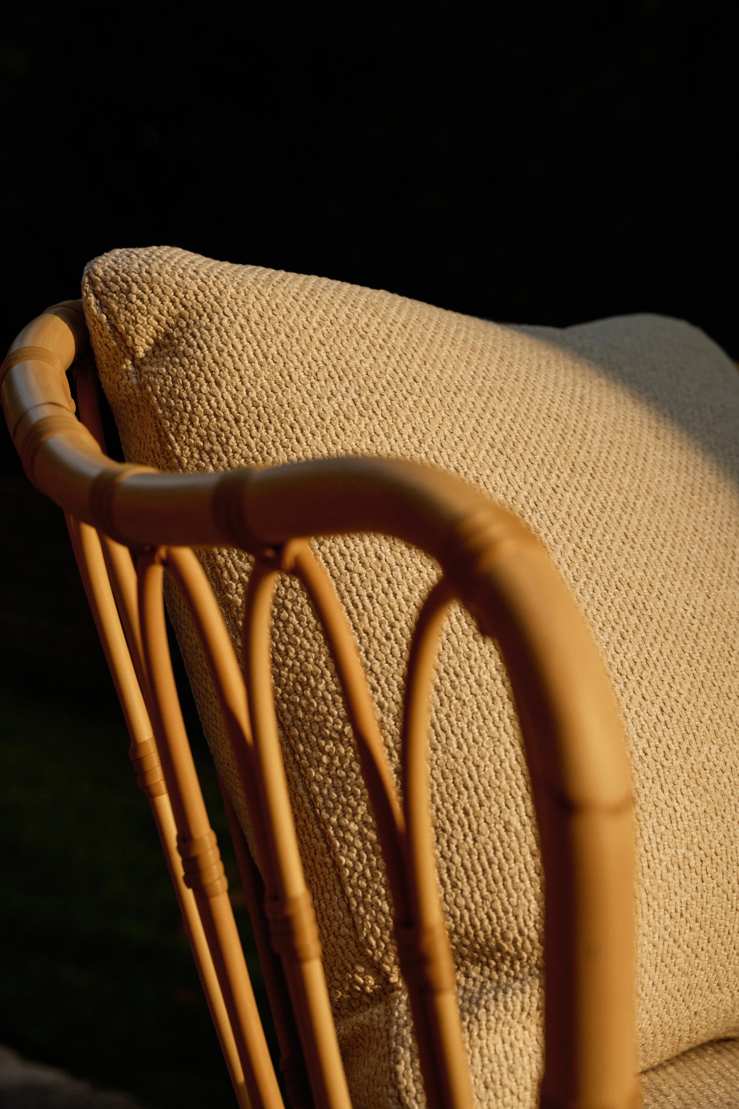 Gartenstuhl GRACE gepolstert mit Rattanbasis