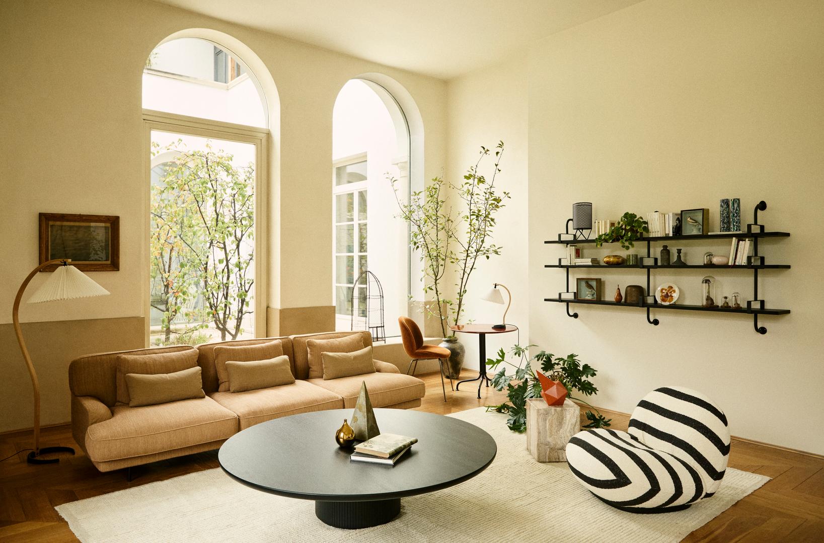 MOON coffee table black oak veneer and marble