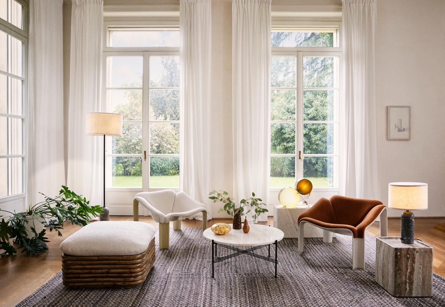 Puf BOHEMIAN 72 gepolstert mit Rattanbasis