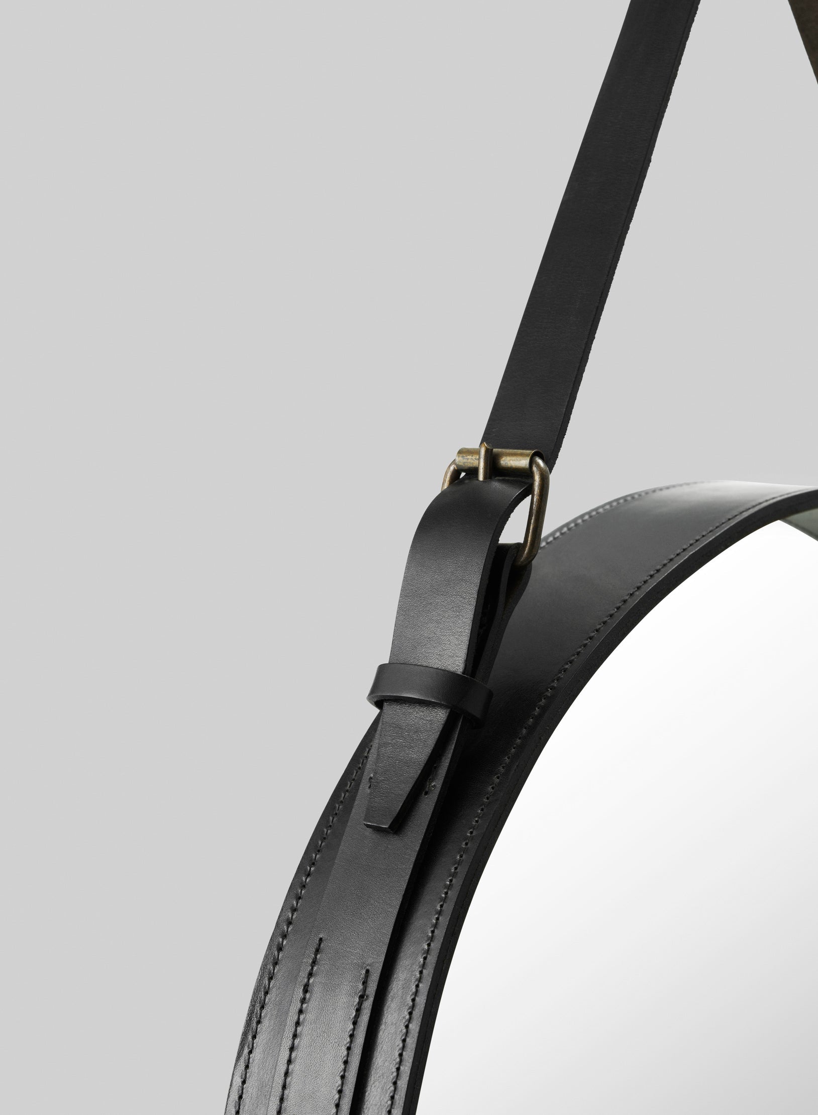 ADNET round mirror black leather