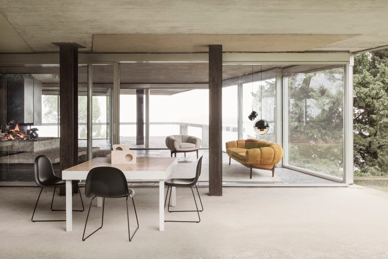 3-seater CROISSANT sofa upholstered with a walnut base