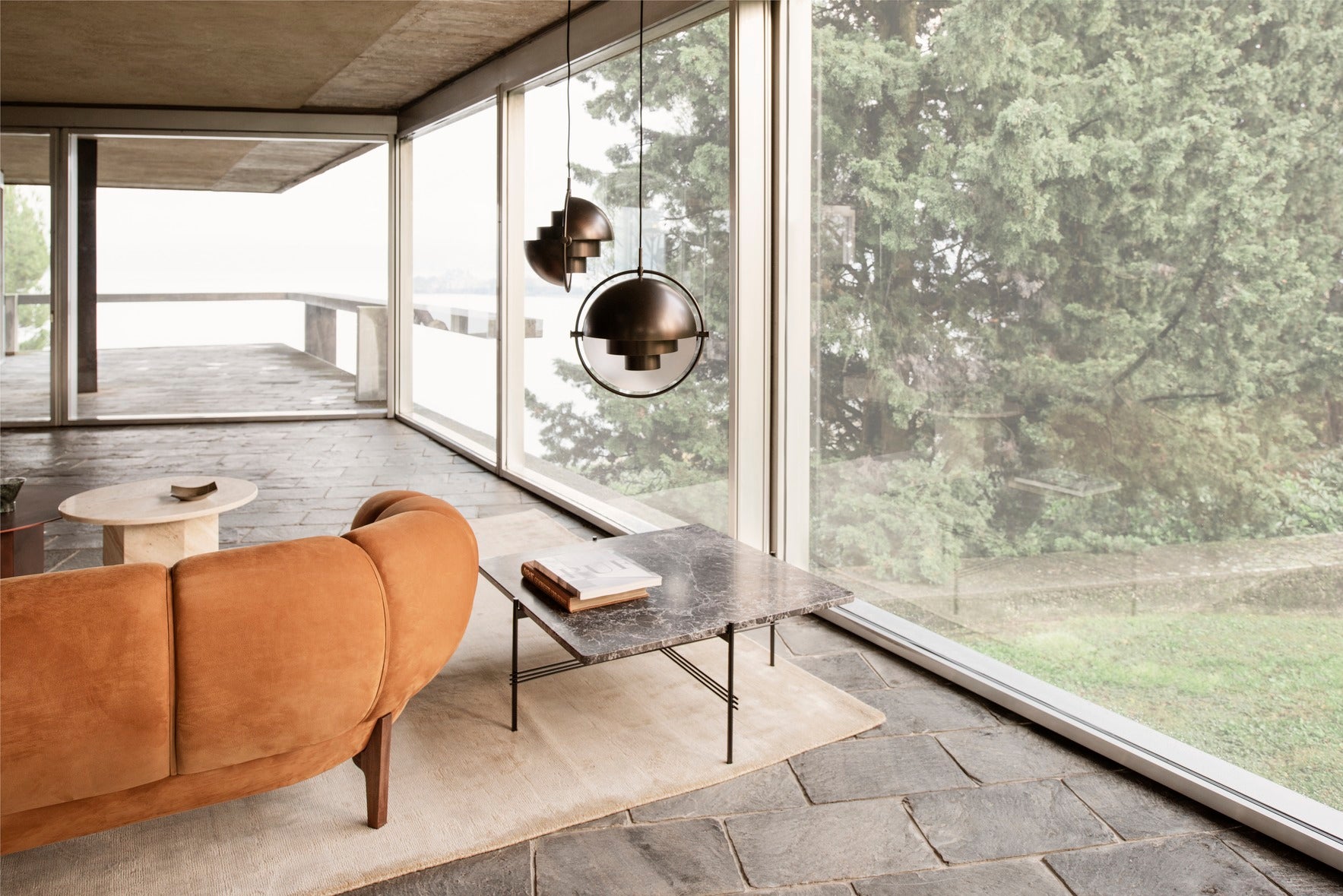 3-seater CROISSANT sofa upholstered with a walnut base