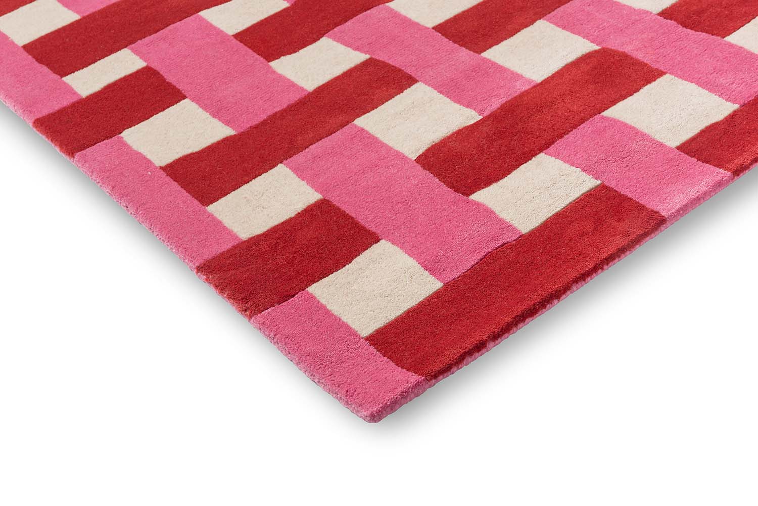 Basketweave Coral Rose Rose rug red-pink