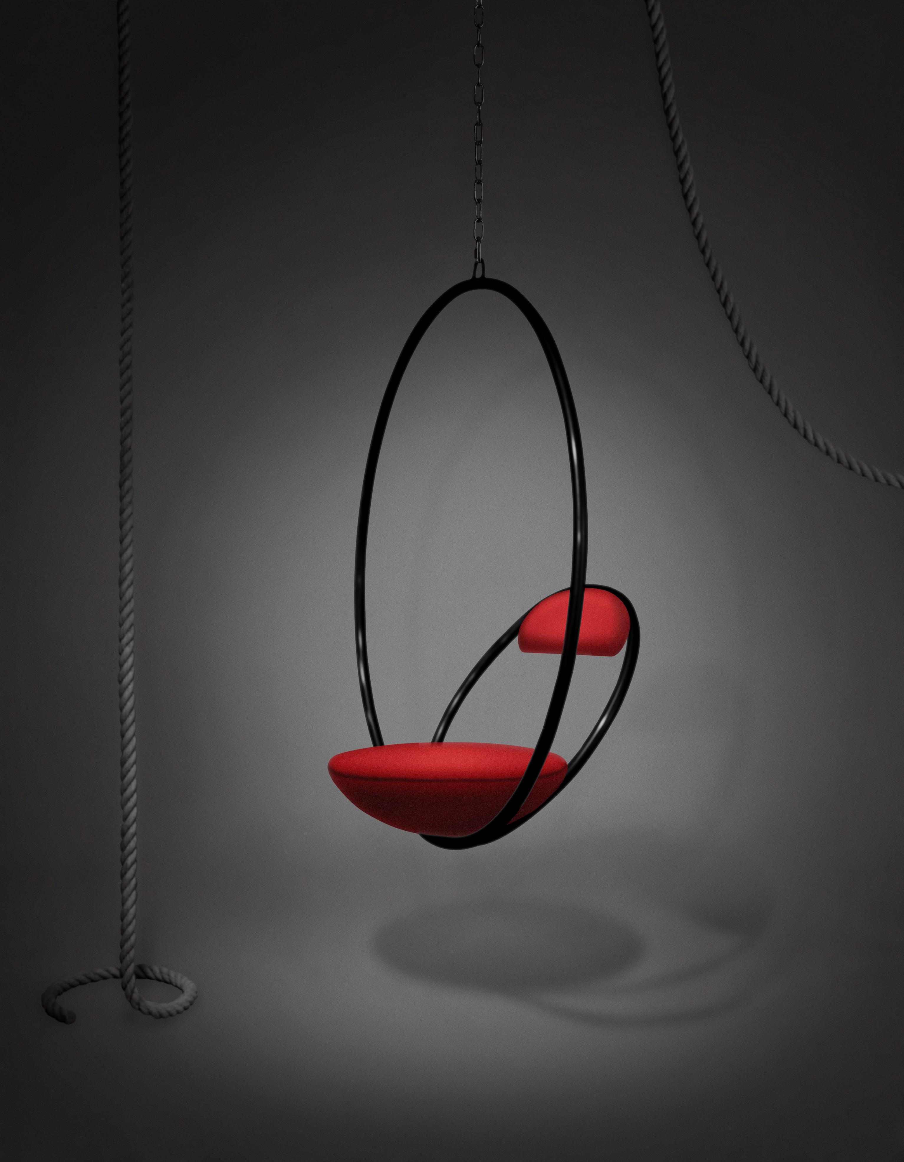 Hängesessel HANGING HOOP in Rot mit schwarzem Finish