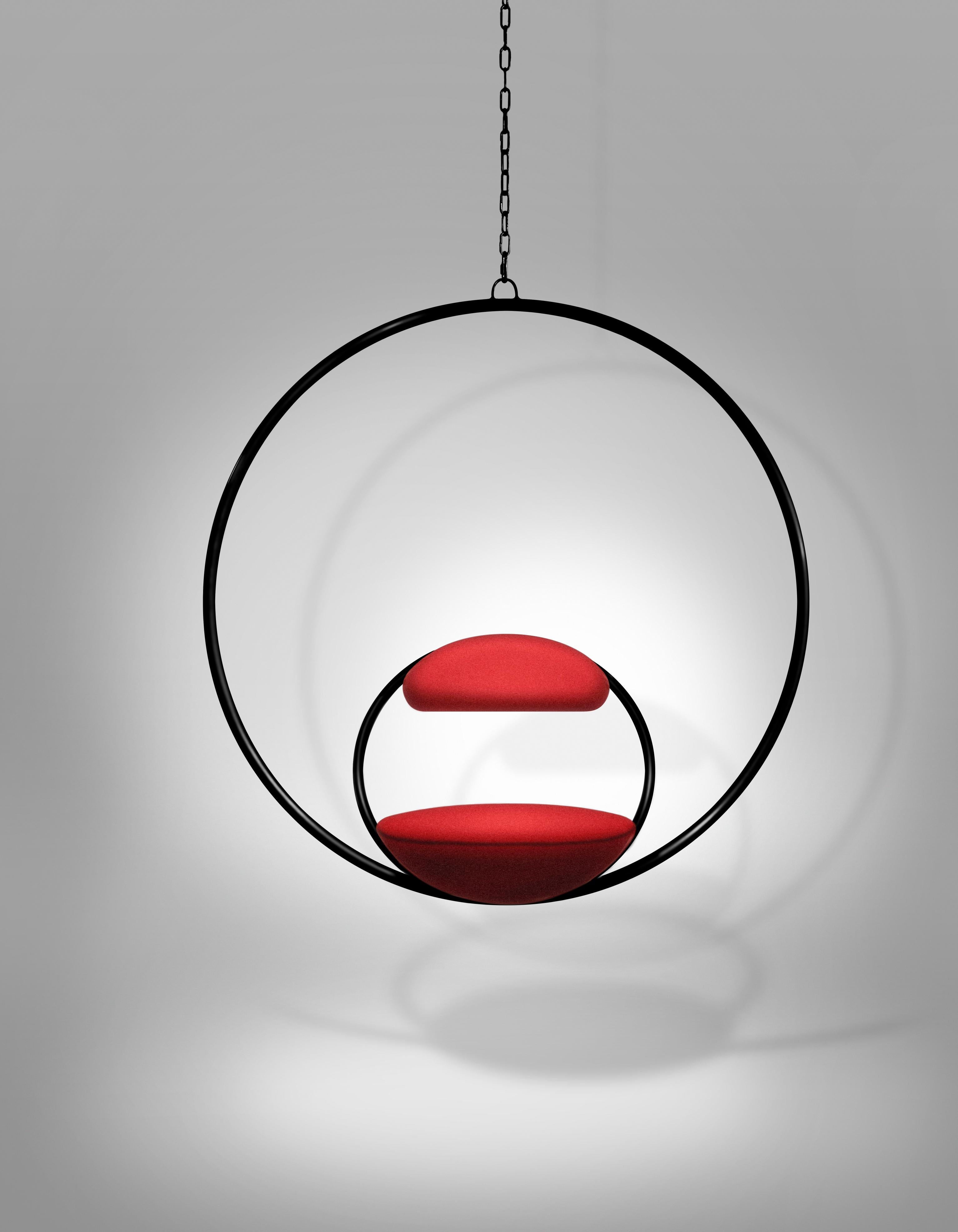 Hängesessel HANGING HOOP in Rot mit schwarzem Finish