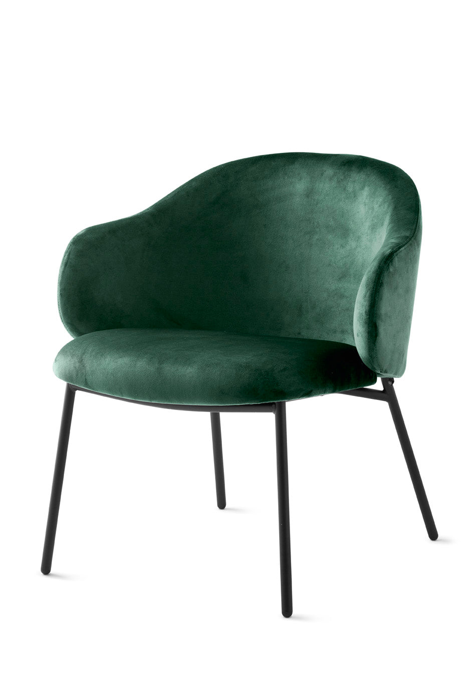 HOLLY upholstered armchair with a black base