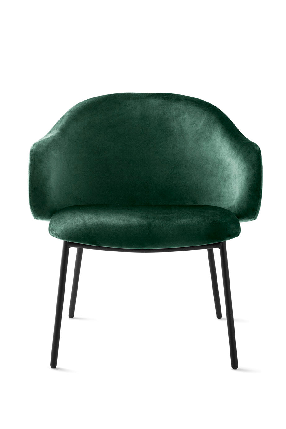 HOLLY upholstered armchair with a black base