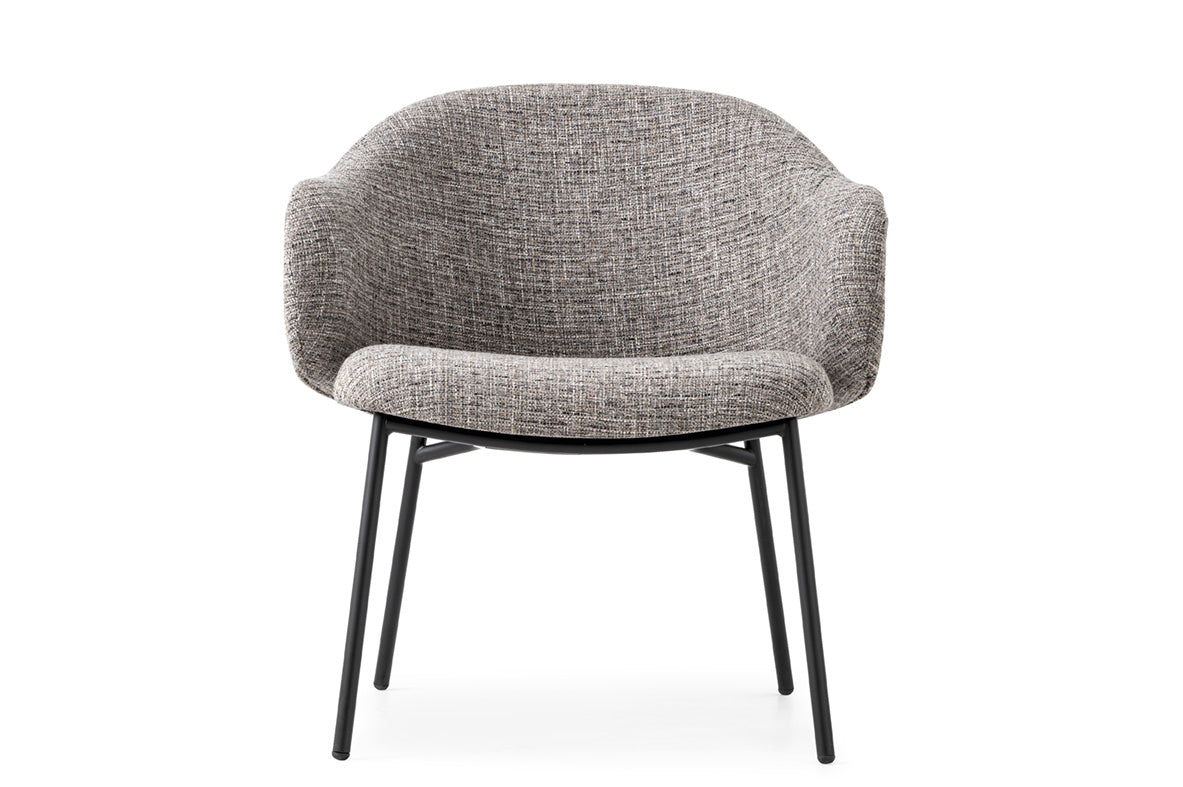 HOLLY upholstered armchair with a black base