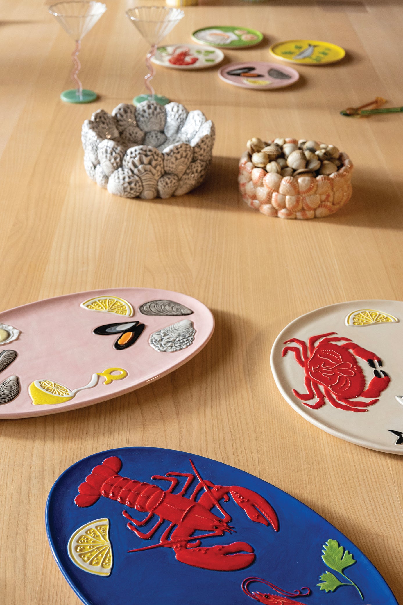 DE LA MER OYSTER platter pink with yellow
