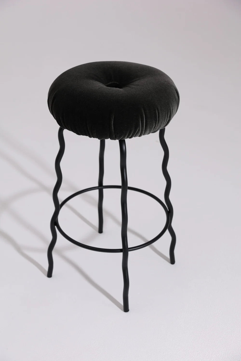 Upholstered WAVE Bar Stool with Metal Base