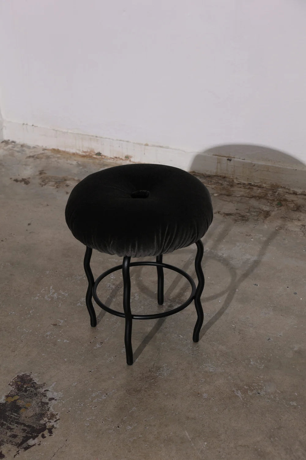 Upholstered WAVE Stool with Metal Base