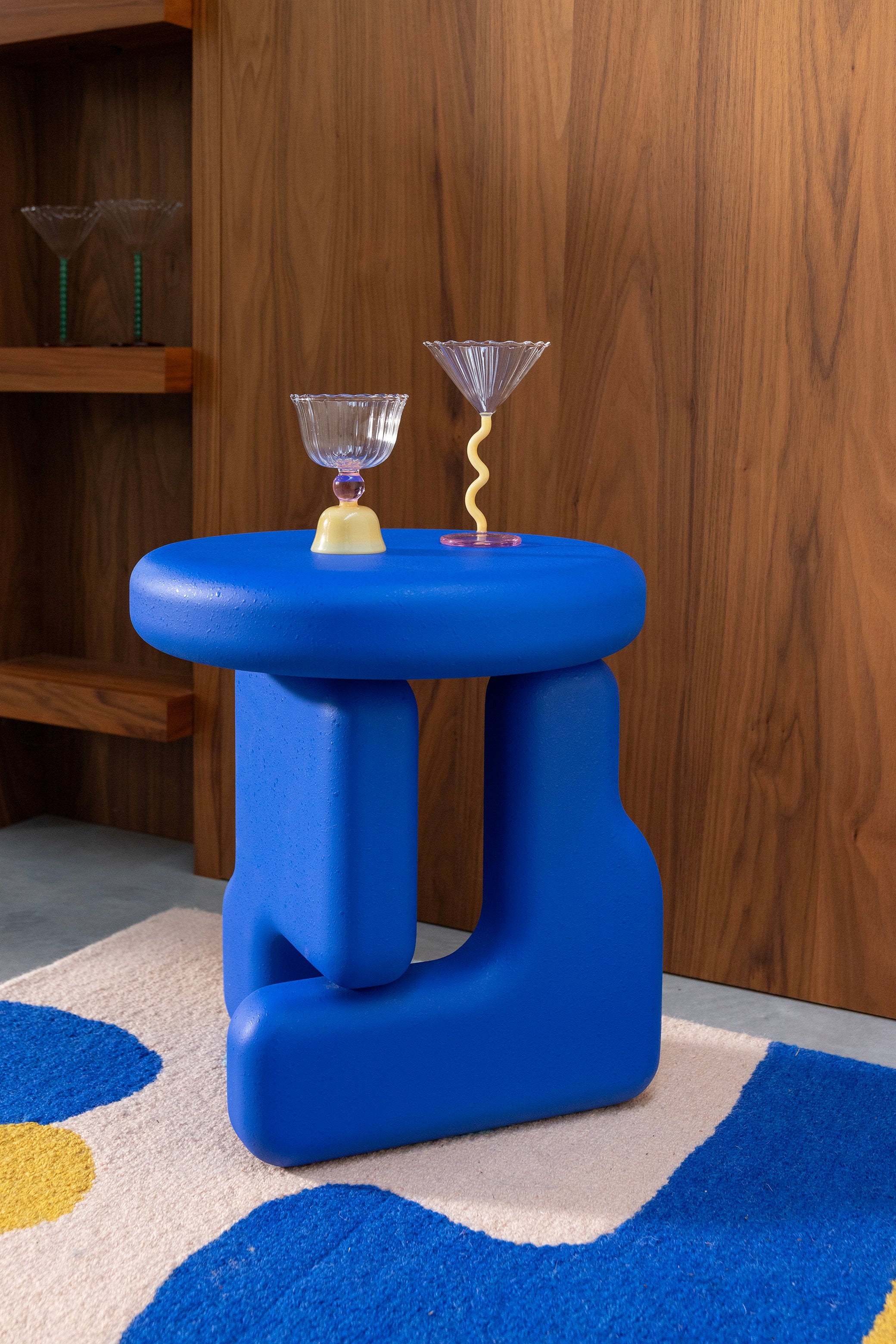 Set of Glass Tulip Glasses Yellow with Pink