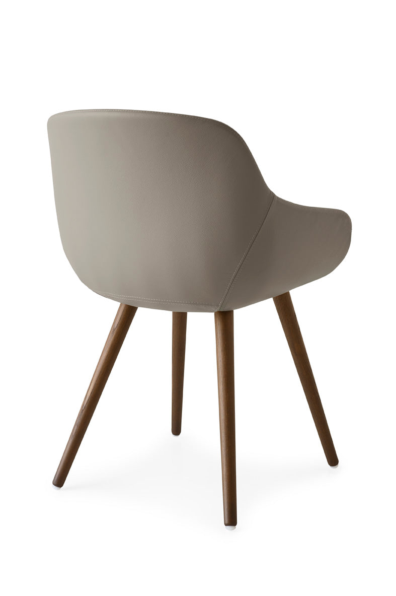 IGLOO upholstered chair with a dark wooden base