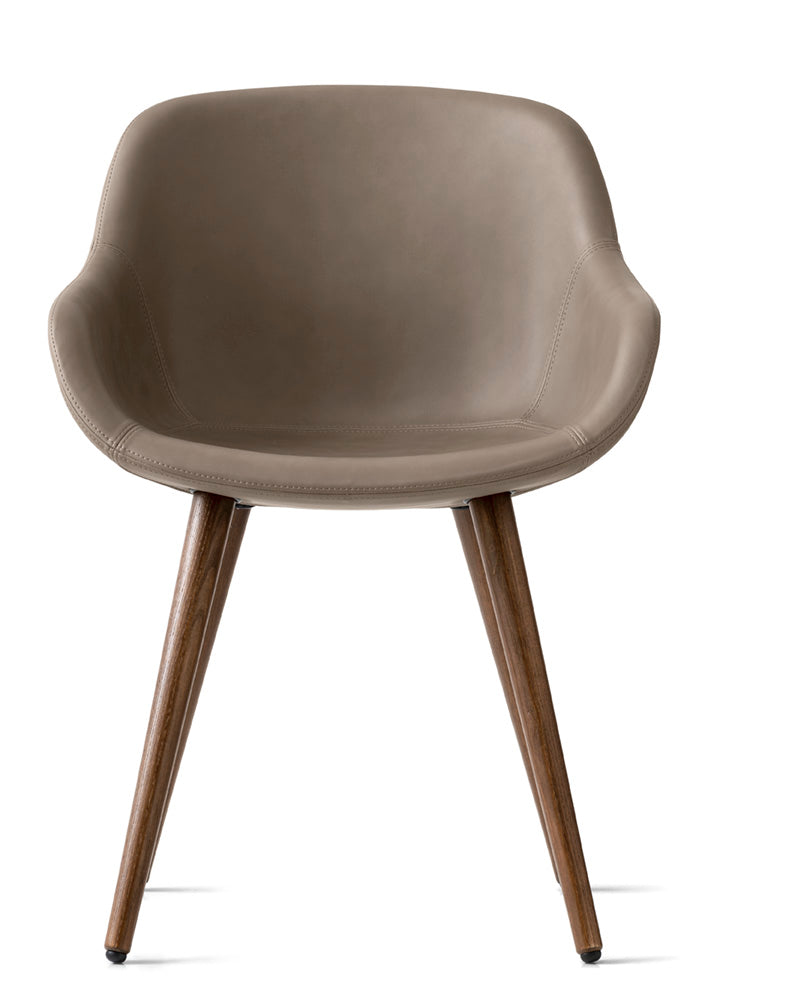 IGLOO upholstered chair with a dark wooden base