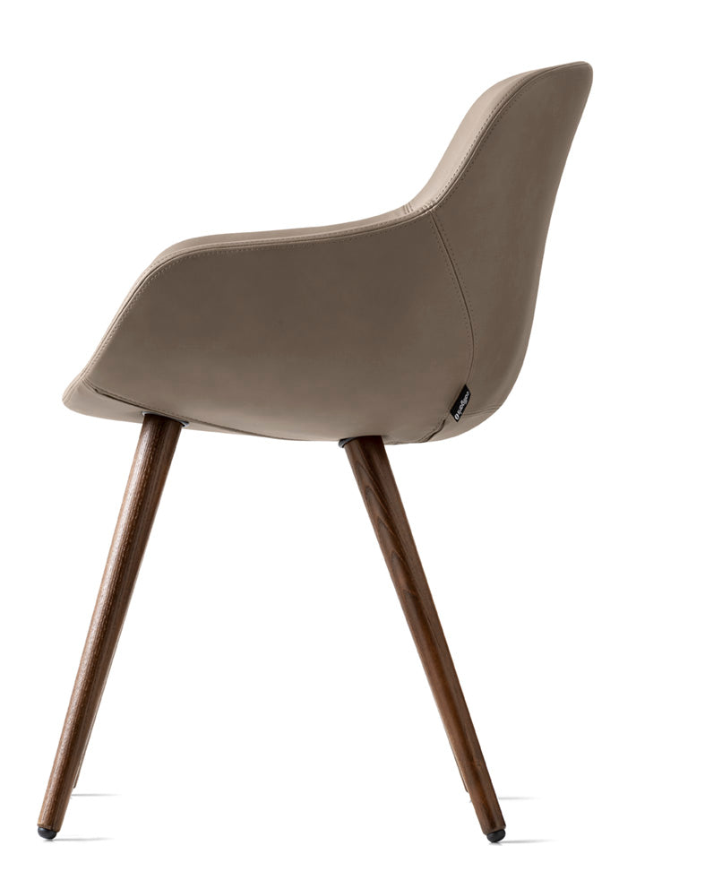 IGLOO upholstered chair with a dark wooden base