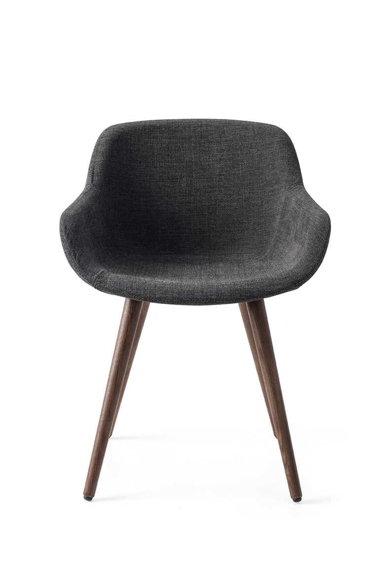 IGLOO upholstered chair with a dark wooden base