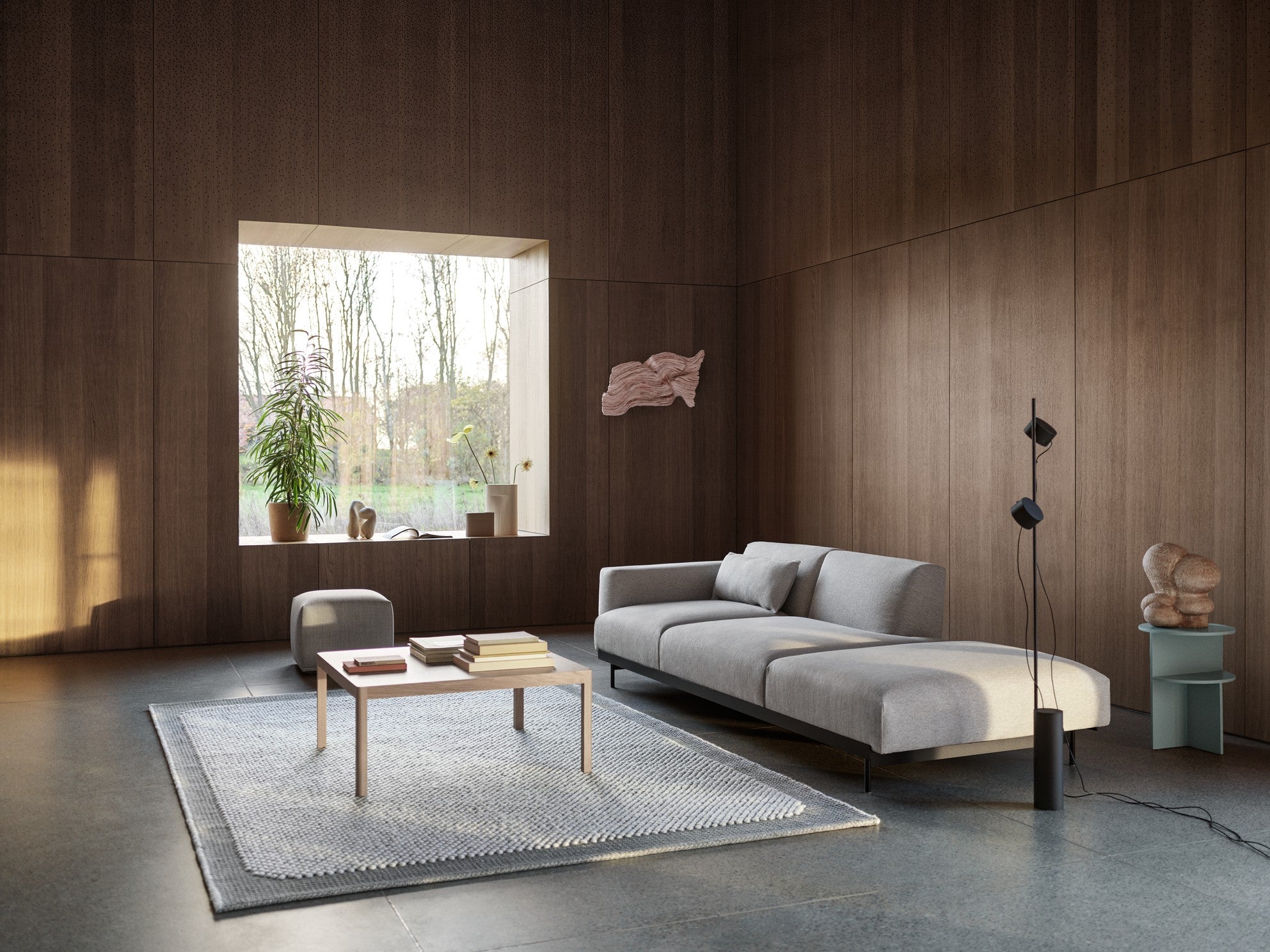 WORKSHOP black oak veneer coffee table with black oak base