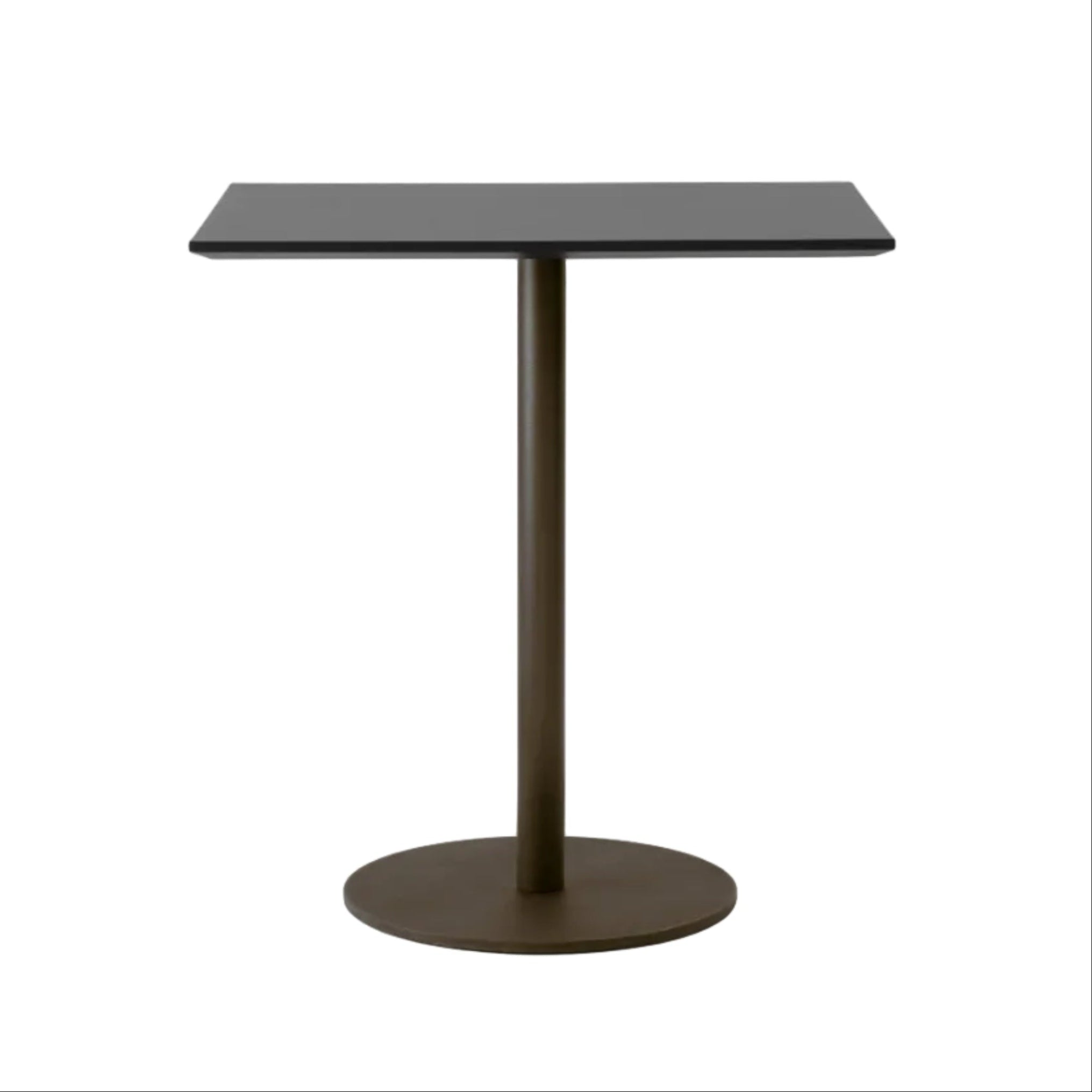 Café-Tisch IN BETWEEN SK16 mit schwarzer Laminatplatte und braunem Gestell
