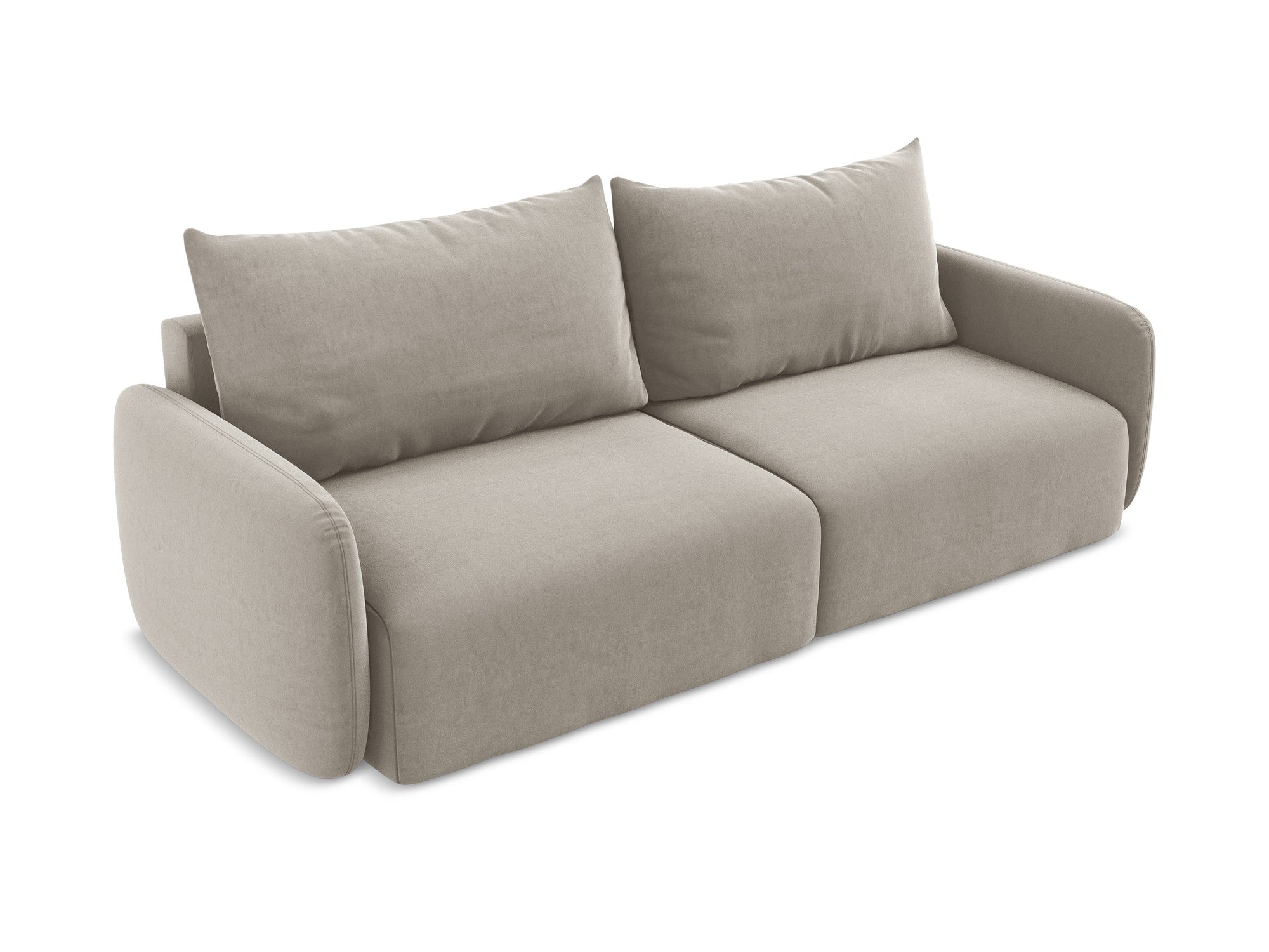 Taupe 3-Seater Velvet Sofa with Sleeping Function KALENA
