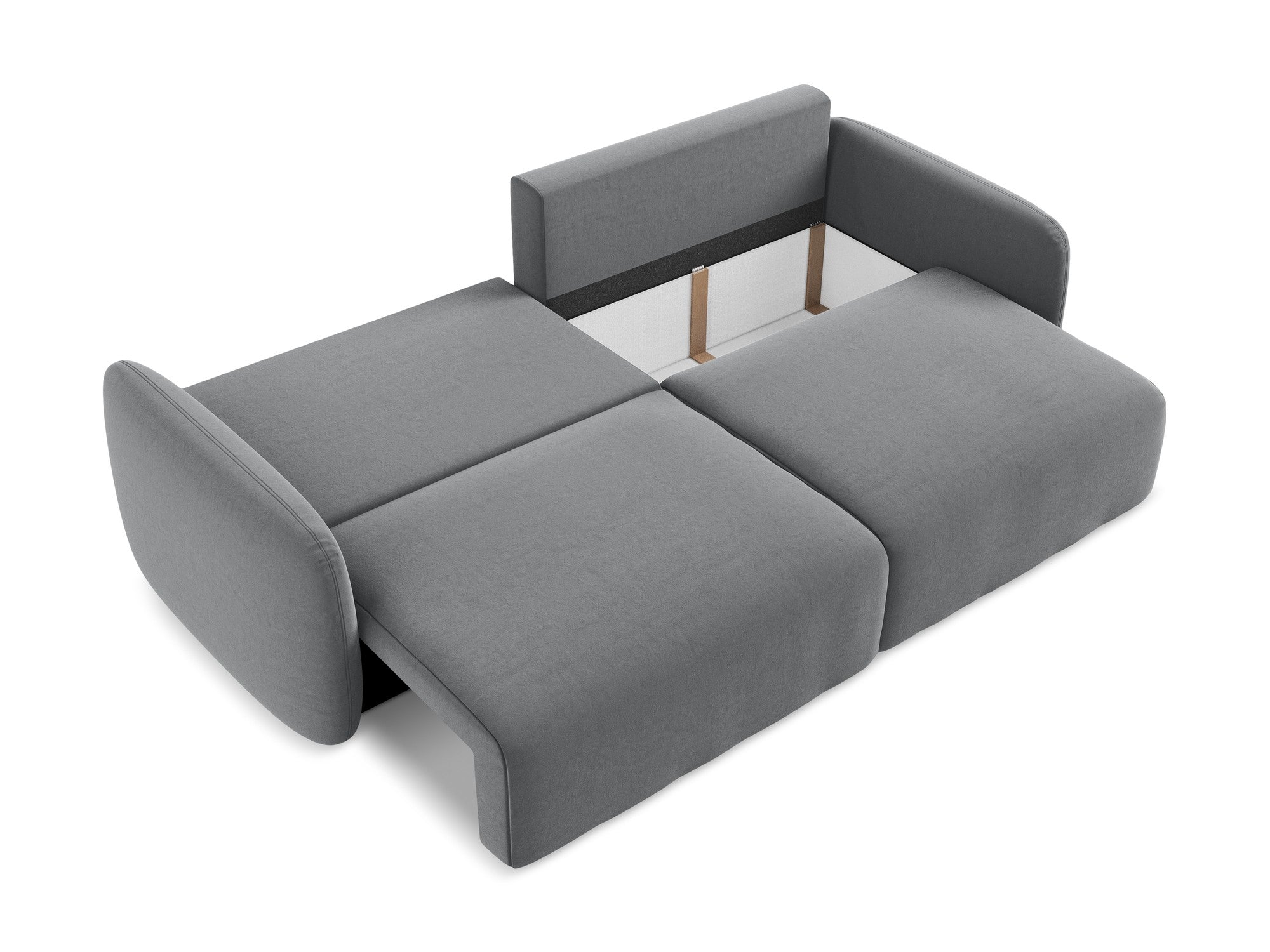 Velvet 3-Seater Sofa with Sleeping Function KALENA Steel Gray