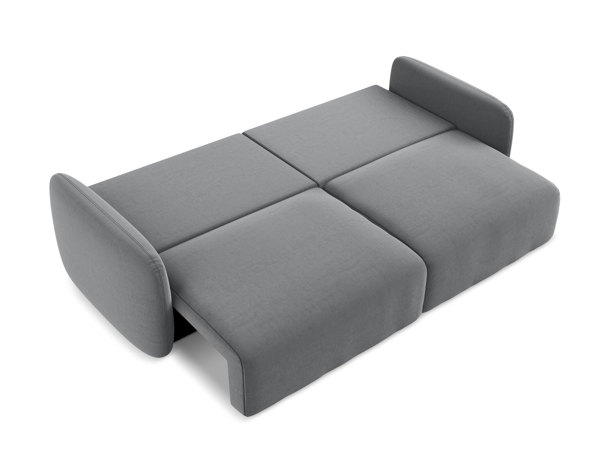 Velvet 3-Seater Sofa with Sleeping Function KALENA Steel Gray