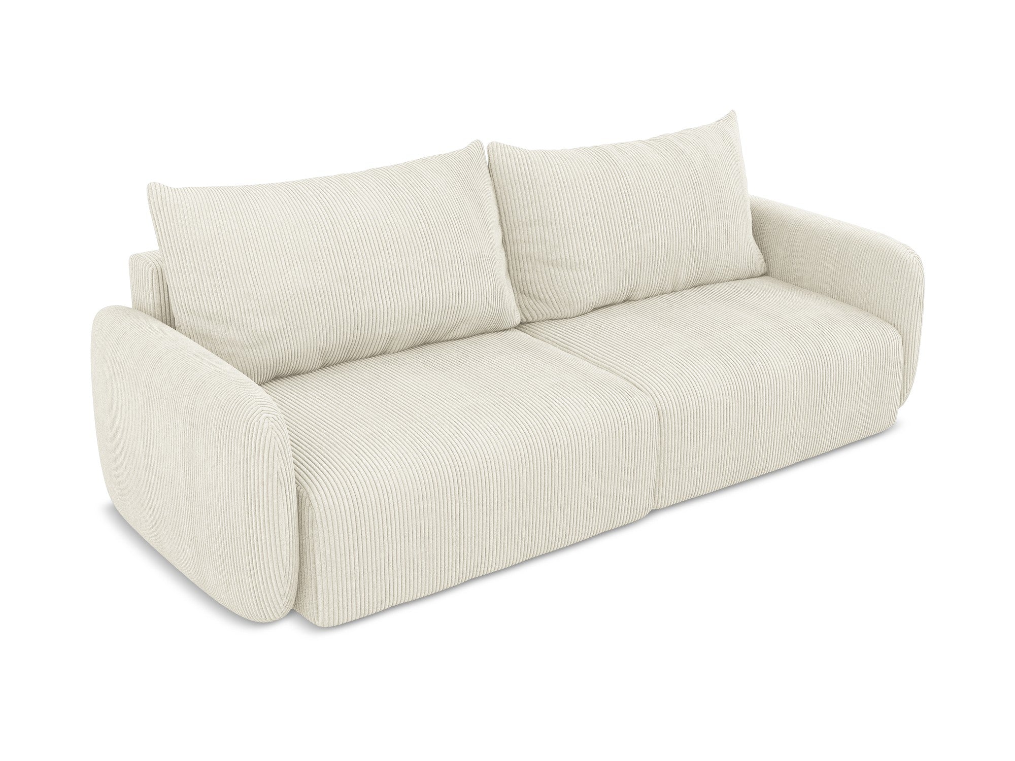 Sofa für 3 Personen mit Schlaf-Funktion KALENA hellbeige Cord