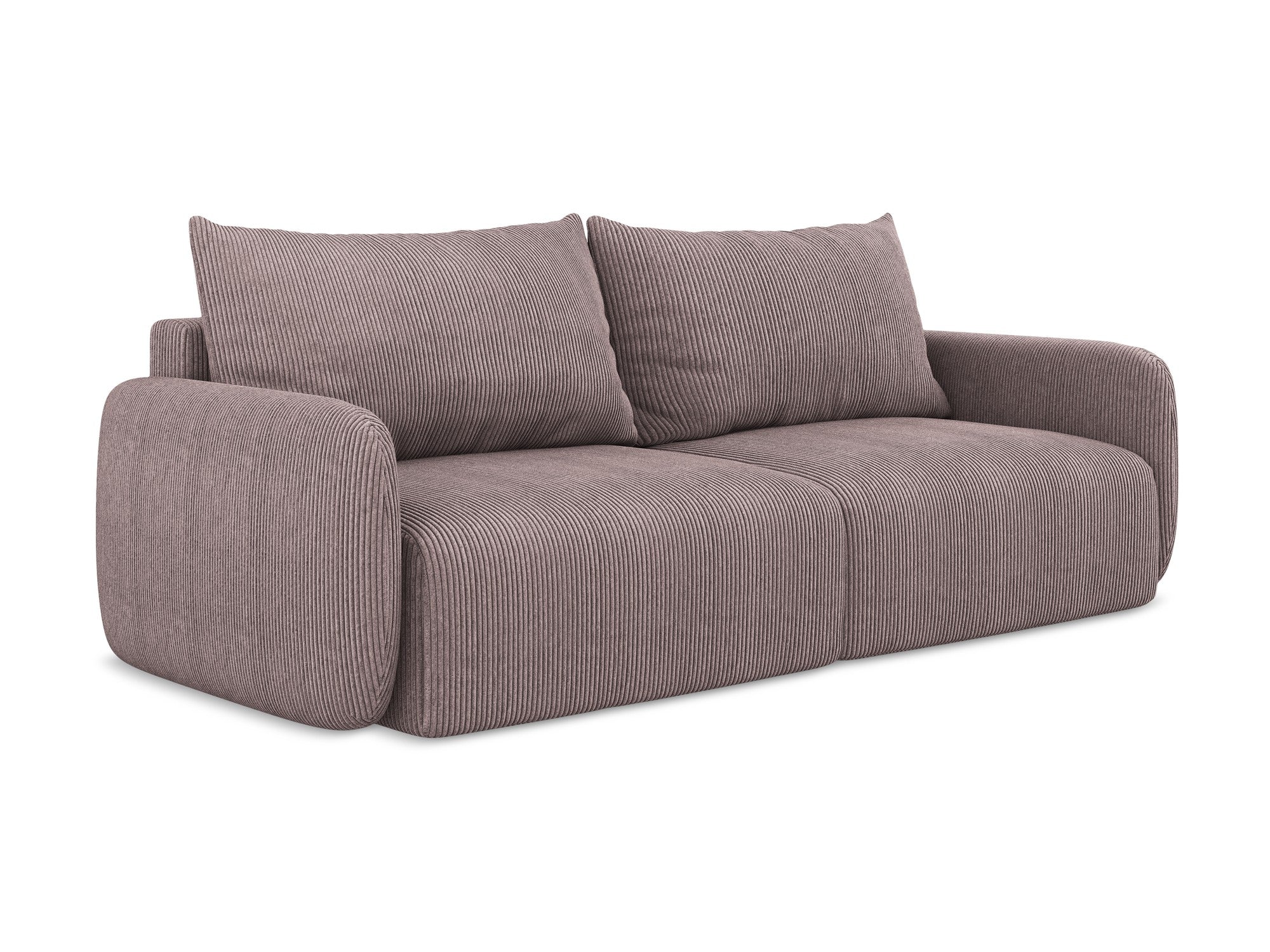 Sofa für 3 Personen mit Schlaf-Funktion KALENA in gedämpftem rosa Cord