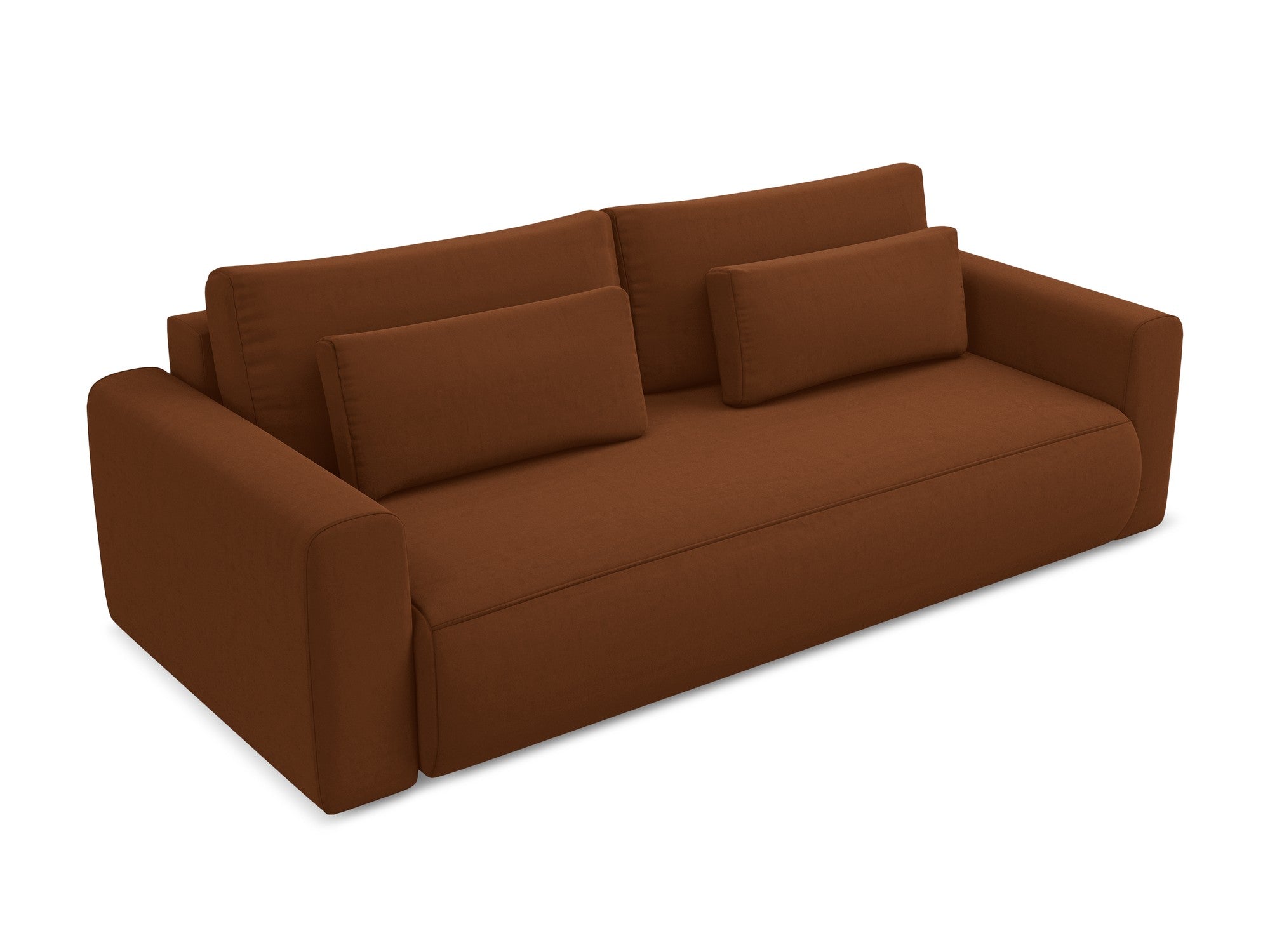 Velvet 3-Seater Sofa with Sleeping Function KAPUA Terracotta